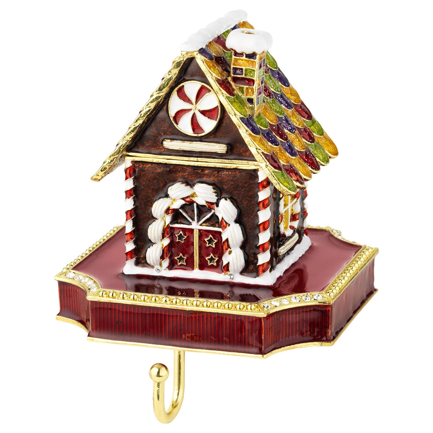 Olivia Riegel Christmas Gingerbread Box Stocking Holder - Decorative Holiday Mantel Hanger for Fireplace, Xmas Stockings & Festive Home Decor