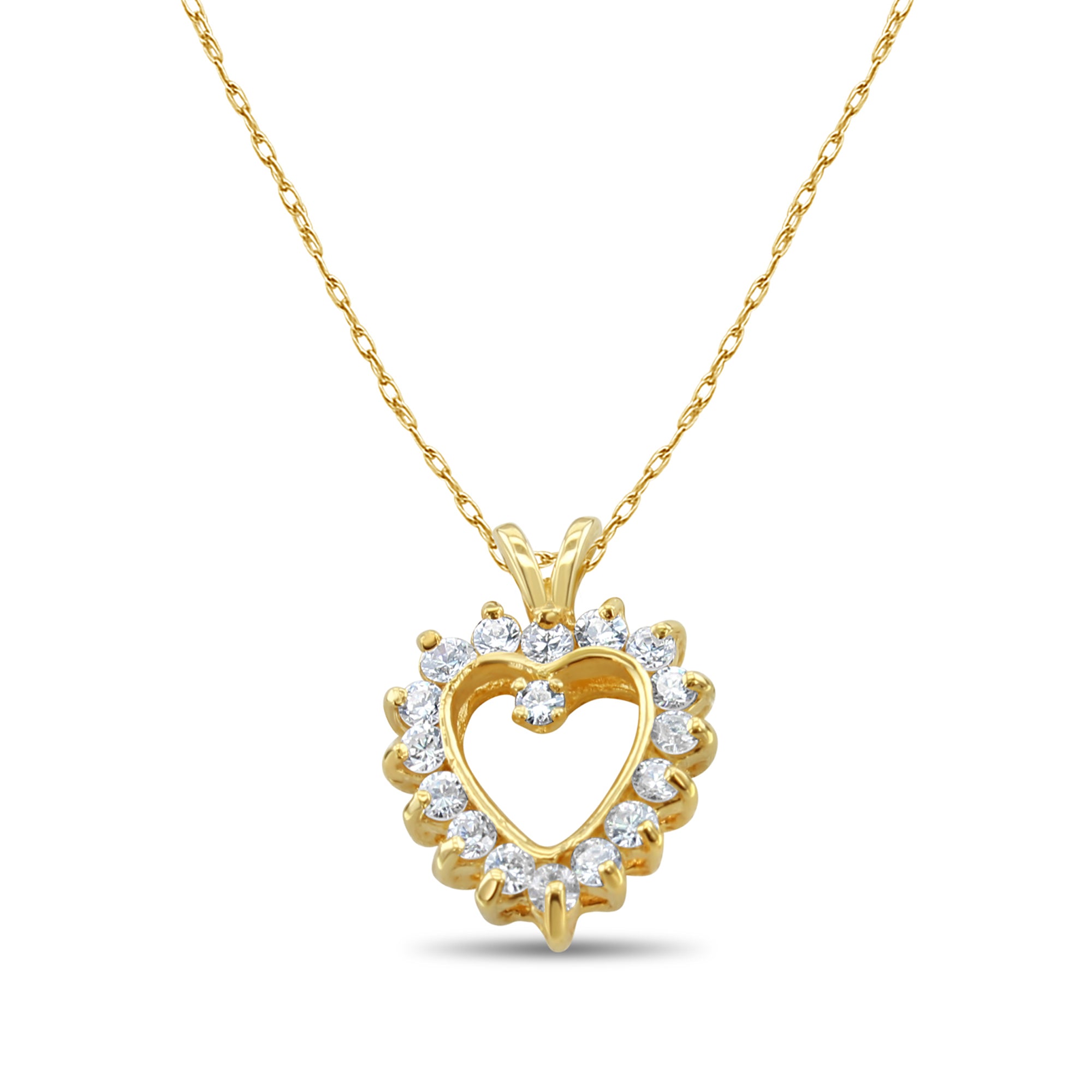 Dainty Diamond Cutout Heart Pendant .50cttw 14k Yellow Gold Necklace - Elegant Jewelry Gift for Women, Perfect for Valentine's Day, Anniversary & Special Occasions