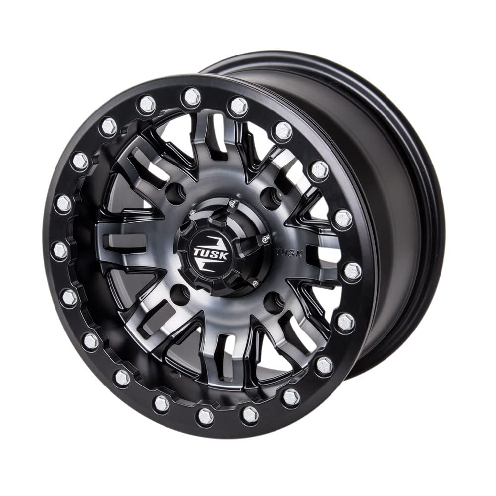 4/137 Tusk Teton Beadlock Wheel 14x7 4.0 + 3.0 Gun Metal/Black - Compatible with 2019 Textron Havoc UTV - Durable Off-Road Wheels for Trail Riding & Mud Adventures