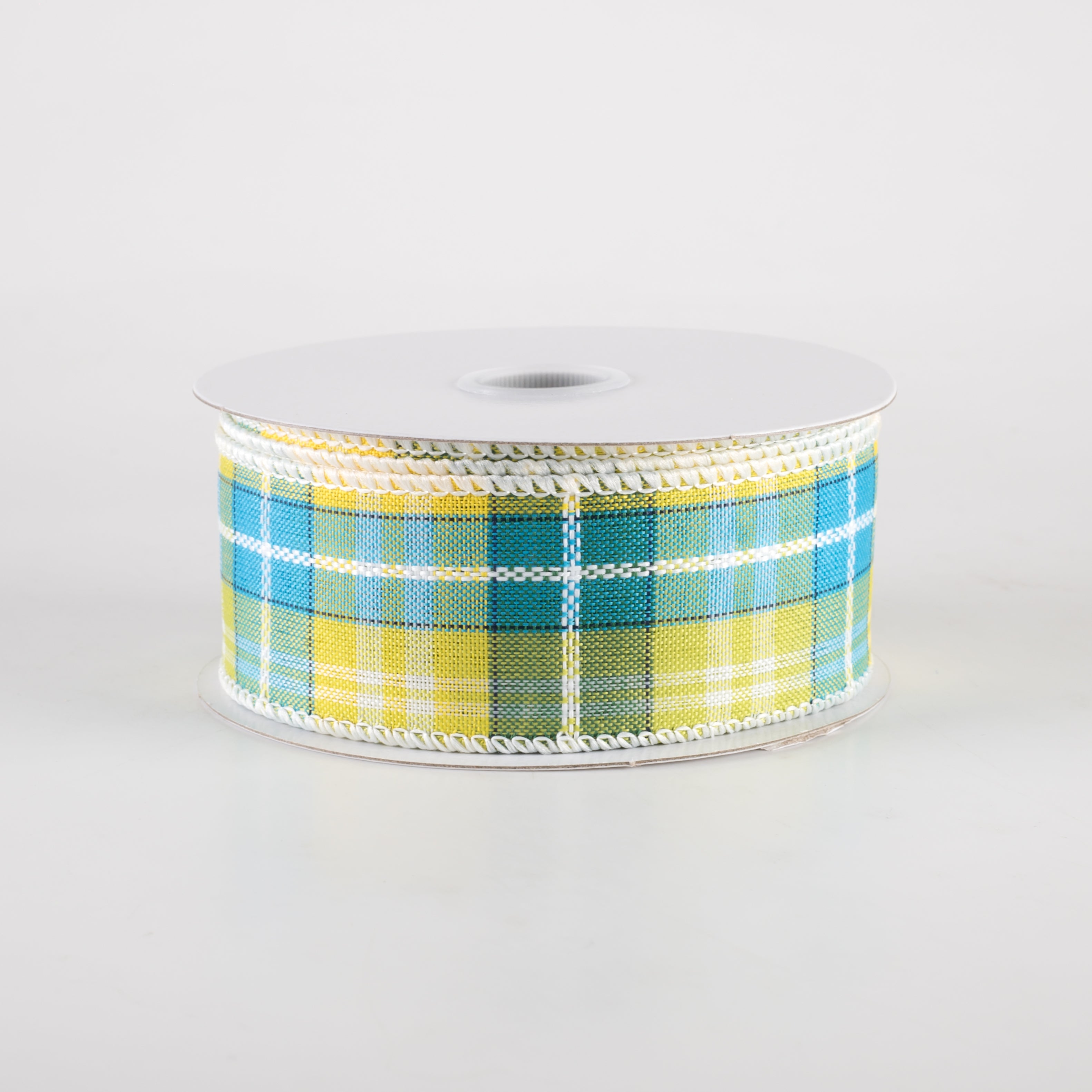 1.5 Inch Kennedy Plaid Ribbon - Turquoise, Green & Yellow - 10 Yards Bulk Spool for Gift Wrapping, Crafts & DIY Decorations