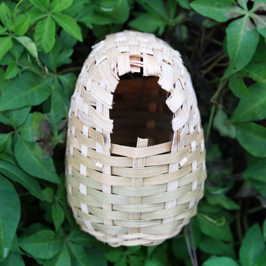 Handmade Natural Bamboo Bird House for Finches - Outdoor Bird Shelter, Cage & Hideout Toy - Perfect for Garden, Backyard & Patio Bird Watching