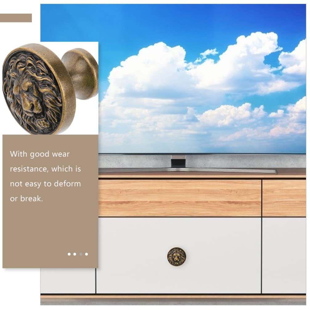 Lion Head Cabinet Knob - 2pcs Zinc Alloy Drawer Pulls for Kitchen & Bathroom