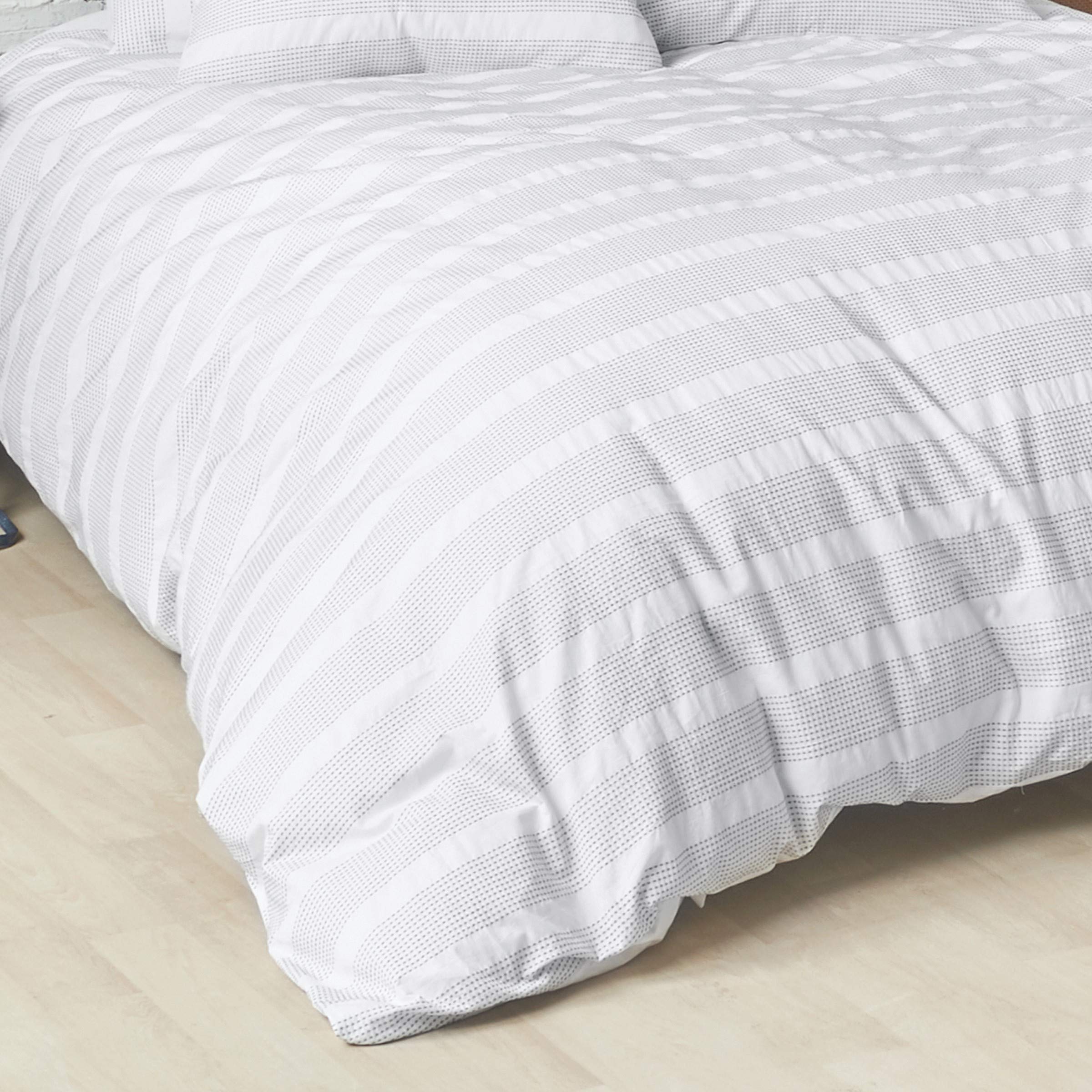Carol & Frank Mason Queen Duvet Cover Set - 100% Cotton White Bedding for Full/Queen Size - Soft & Breathable for All Seasons - Perfect for Master Bedroom, Guest Room & Hotel Decor