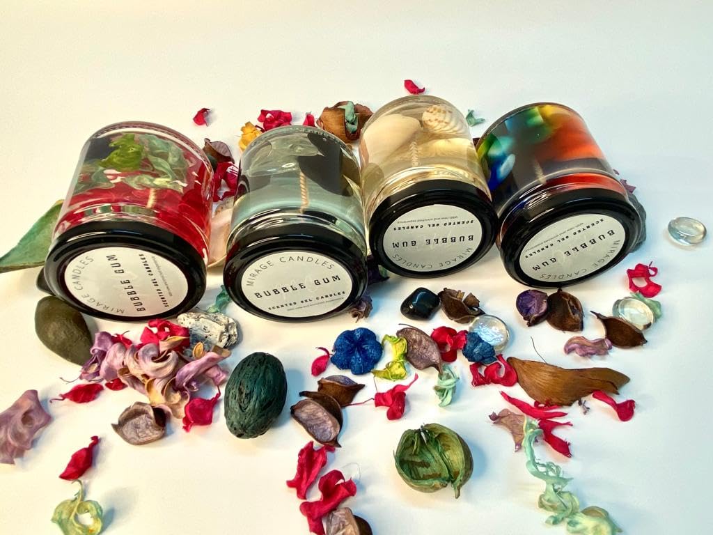 Mirage Scented Gel Candles - Shell Design with Bubblegum Fragrance, 200ml Clear Gel Wax Candle (75+ Burning Hours) | Includes Potli Bag & Free Sample | Perfect for Home Decor, Relaxation & Gift Giving