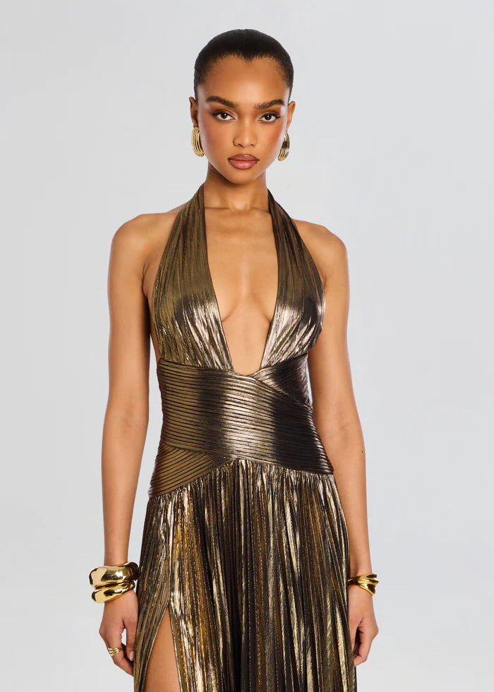 Averie Dress in Antique Gold - Elegant Vintage Style Maxi Dress for Women | Perfect for Weddings, Parties & Special Occasions