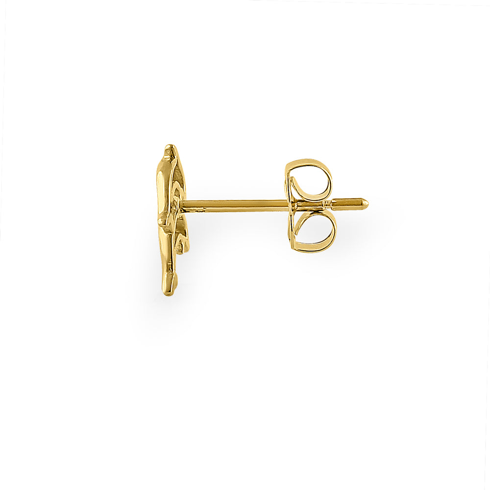 14K Yellow Gold Twin Dolphin Earrings - Dainty Stud Earrings for Women - Perfect for Beach Vacations, Summer Outfits & Gift Giving