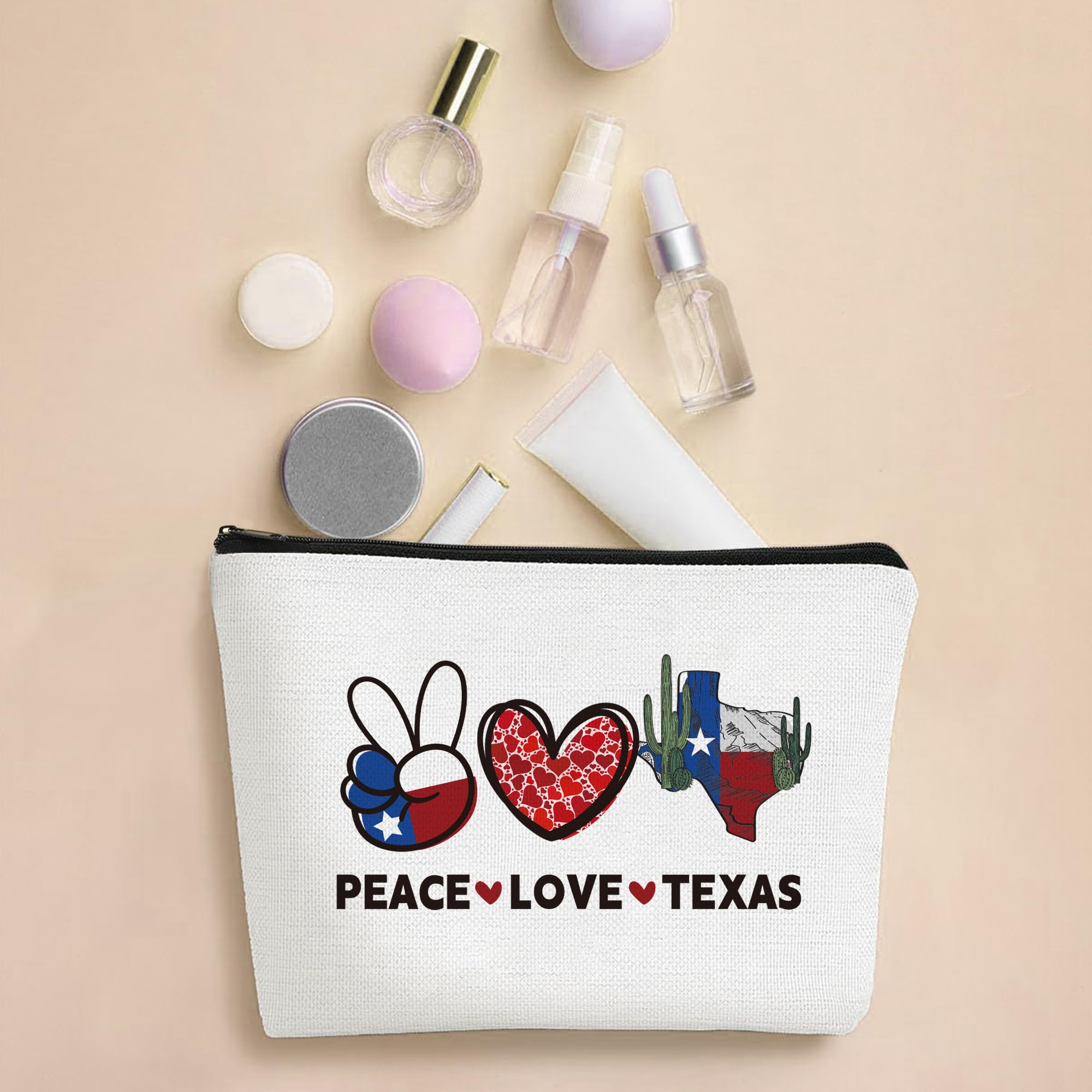4pcs Texas-Themed Makeup Bags for Women - Waterproof Cosmetic Travel Organizer Zipper Pouch (Perfect for Vacation, Birthday Gifts, Christmas Party Favors & Sister Presents) - Great for Travel, Daily Use & Texas Souvenir Collectors