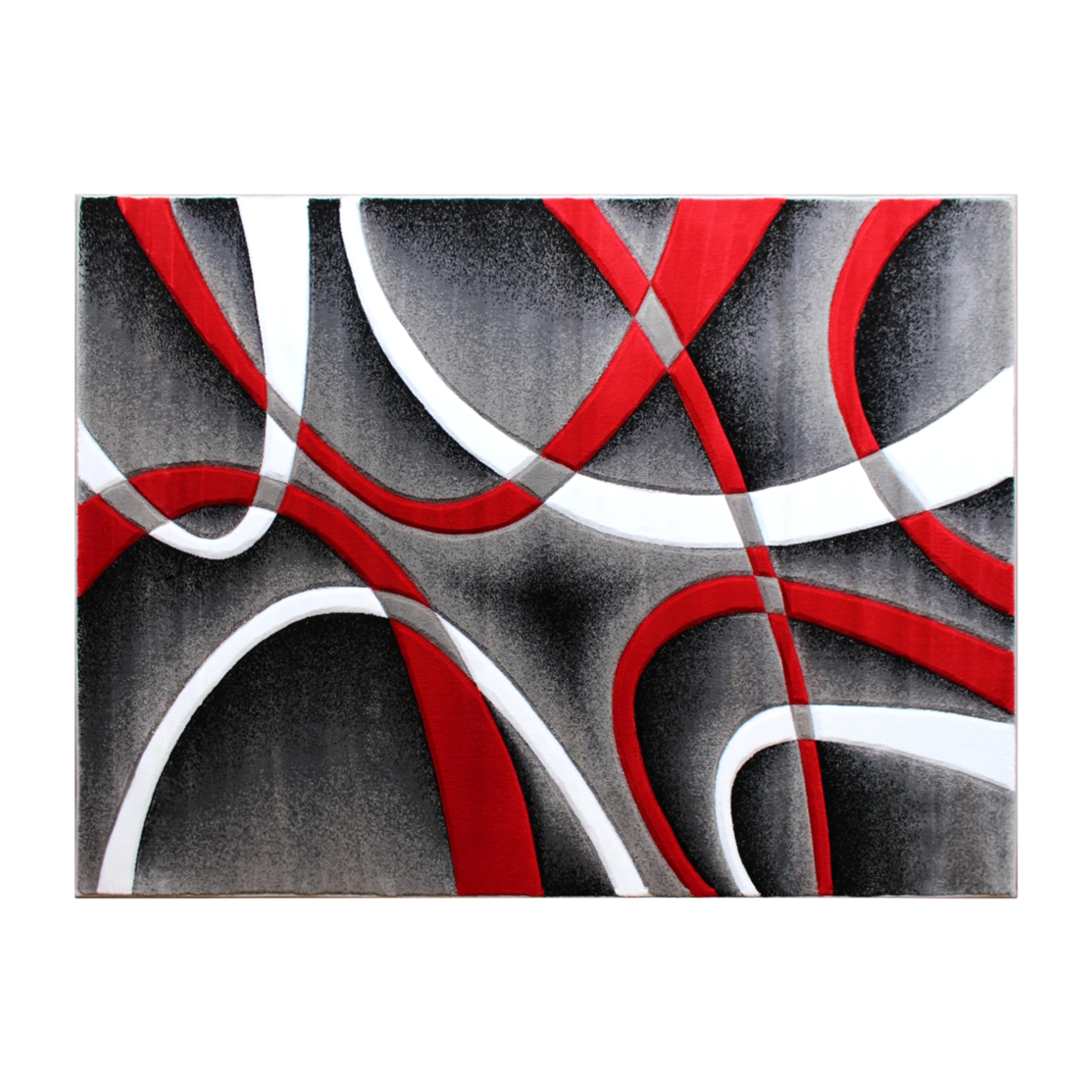 EMMA + OLIVER Cambre Olefin Accent Rug - 5'x7' Abstract Geometric Arch Design - Ultra Soft Plush with Jute Backing - Stain & Moisture Resistant - Easy Care - Perfect for Living Room, Bedroom or Office Decor