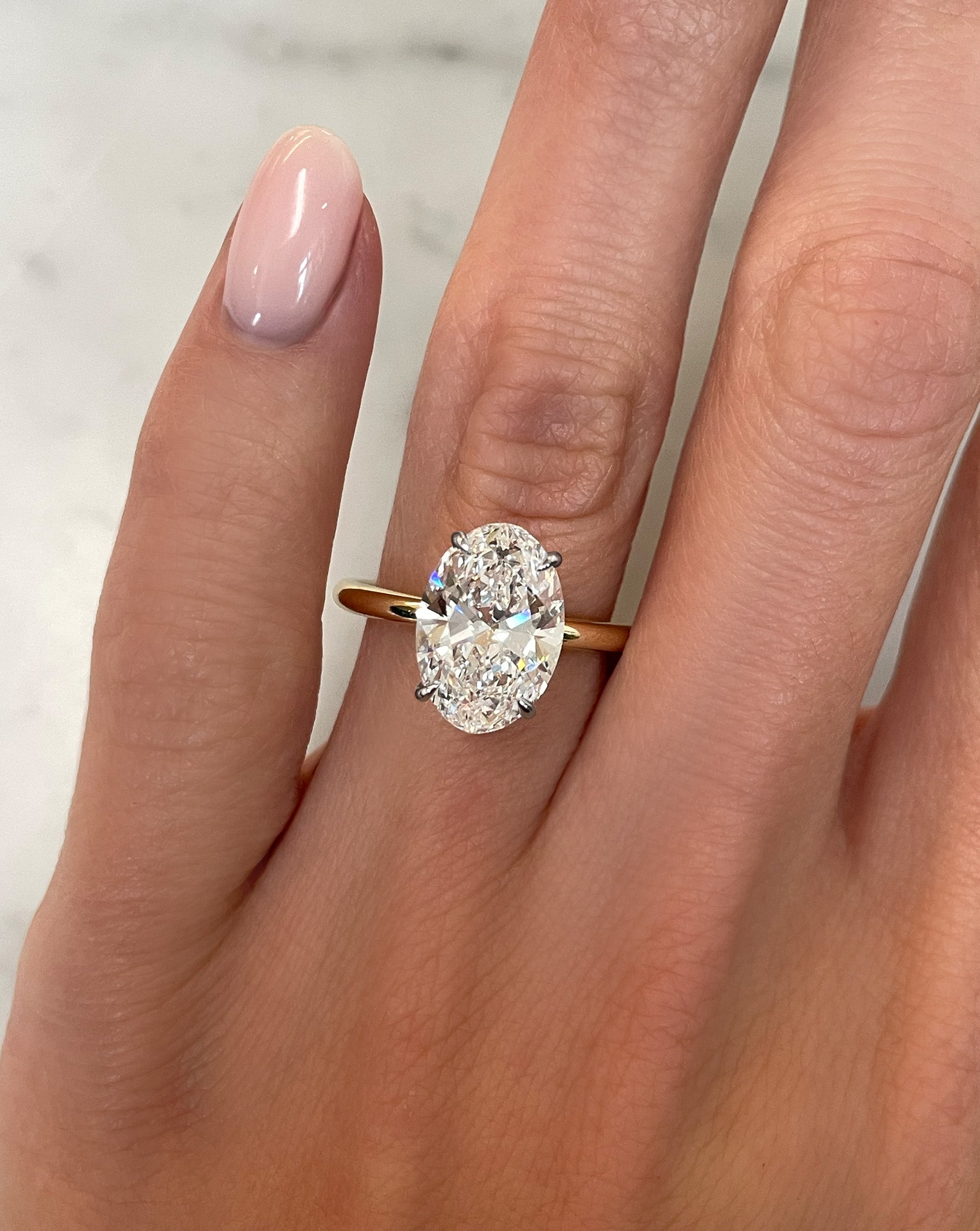 3.56 Carat Lab Grown Oval Diamond Solitaire Ring with Hidden Halo - Perfect for Engagement, Wedding & Anniversary Gifts