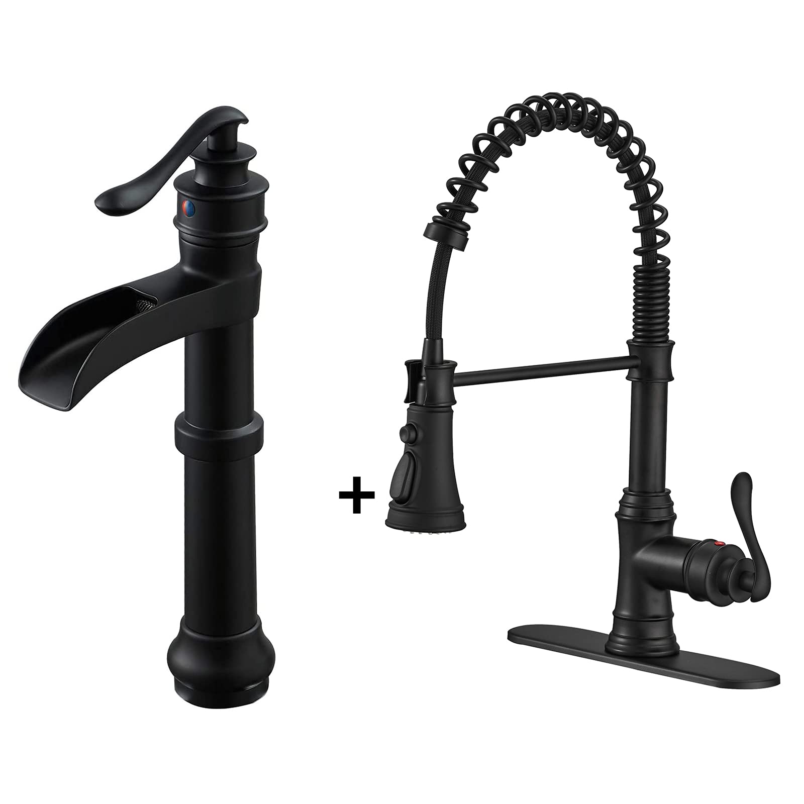 Homevacious Matte Black Pull-Down Kitchen Faucet with 3 Spray Modes - Single Handle Waterfall Vessel Sink Faucet for Modern Homes | Perfect for Washing Dishes, Filling Pots & Cleaning Countertops
