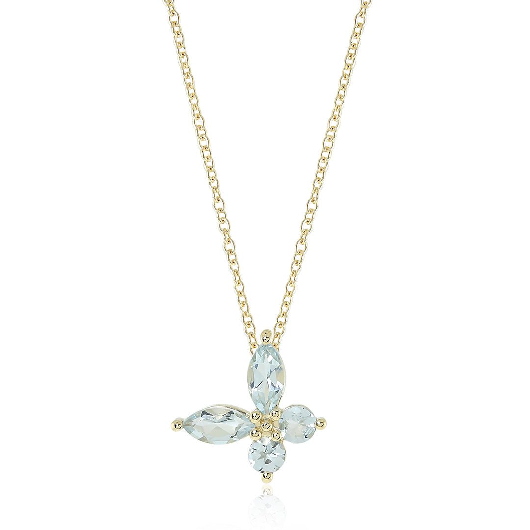 Aquamarine Papillon Pendant Necklace - Elegant Butterfly Jewelry for Women, Perfect for Weddings, Anniversaries & Special Occasions