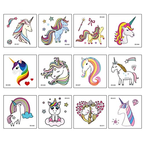 EXCLUZO Waterproof Temporary Tattoo Stickers - Cute Unicorn Cartoon Tattoos for Kids, Girls & Boys - Perfect for Birthday Parties, Baby Showers & Festival Decorations - Fun Body Art for Kids Events & Costume Parties