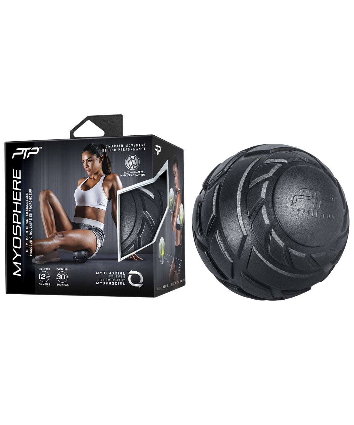 Myosphere Deep Tissue Massage Ball - Black | Trigger Point & Muscle Pain Relief | Perfect for Athletes, Yoga & Post-Workout Recovery