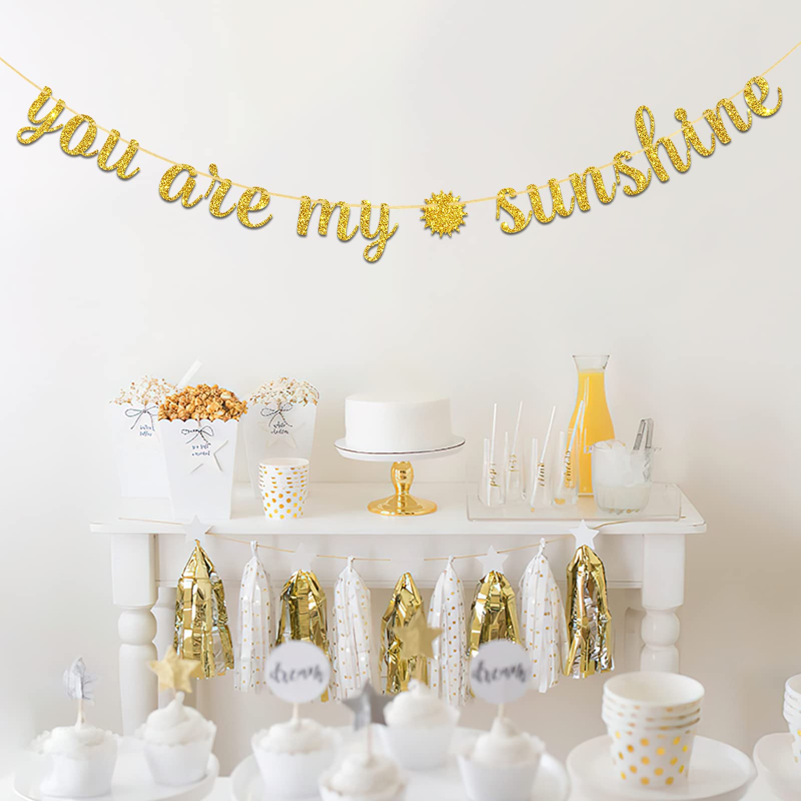 You Are My Sunshine Party Banner - Gold Rectangular Cardboard Sign for Wedding, Birthday & Baby Shower Decorations - Perfect for Photo Backdrops, Dessert Tables & Wall Decor