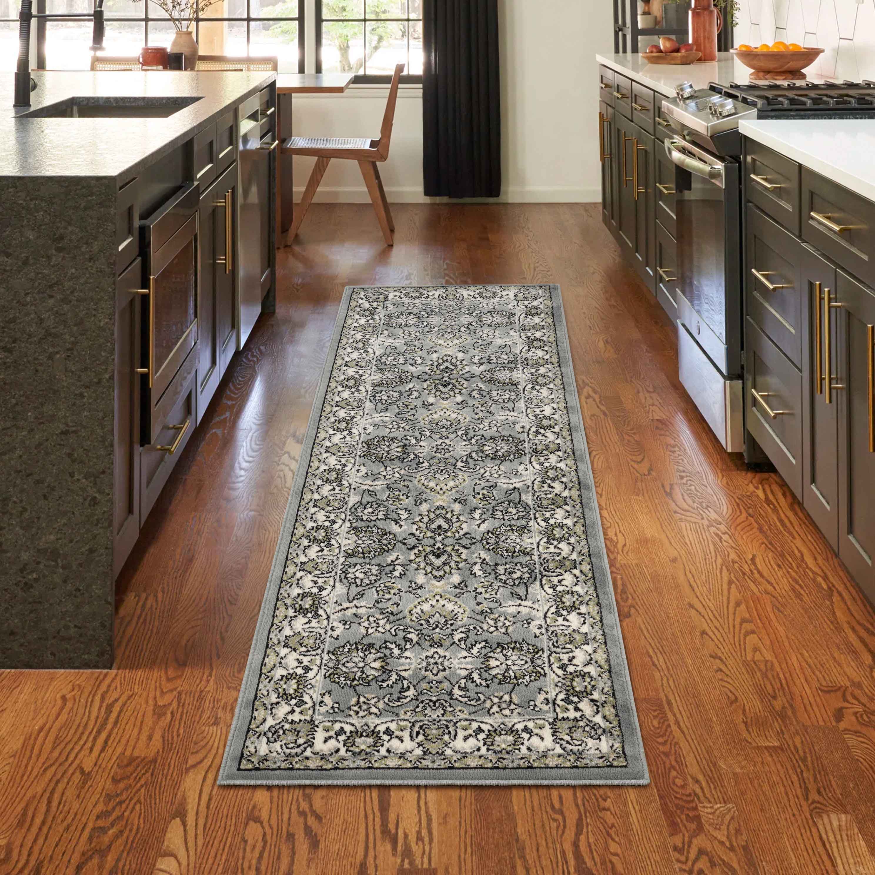 Lille Elegant Floral Indoor Area Rug - Non-Slip Soft Living Room Carpet Runner for Bedroom, Hallway & Entryway Decor