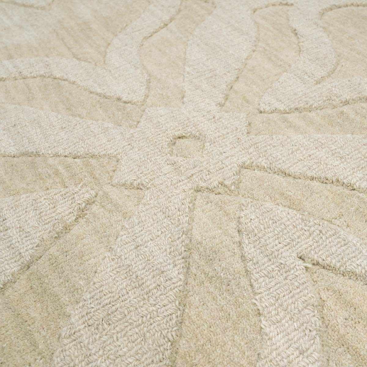Premium Hauteloom Fyffe Wool Area Rug 6' x 9' - Soft Beige Solid & Border Design for Living Room & Bedroom - Cozy Home Decor for Family Gatherings & Relaxation