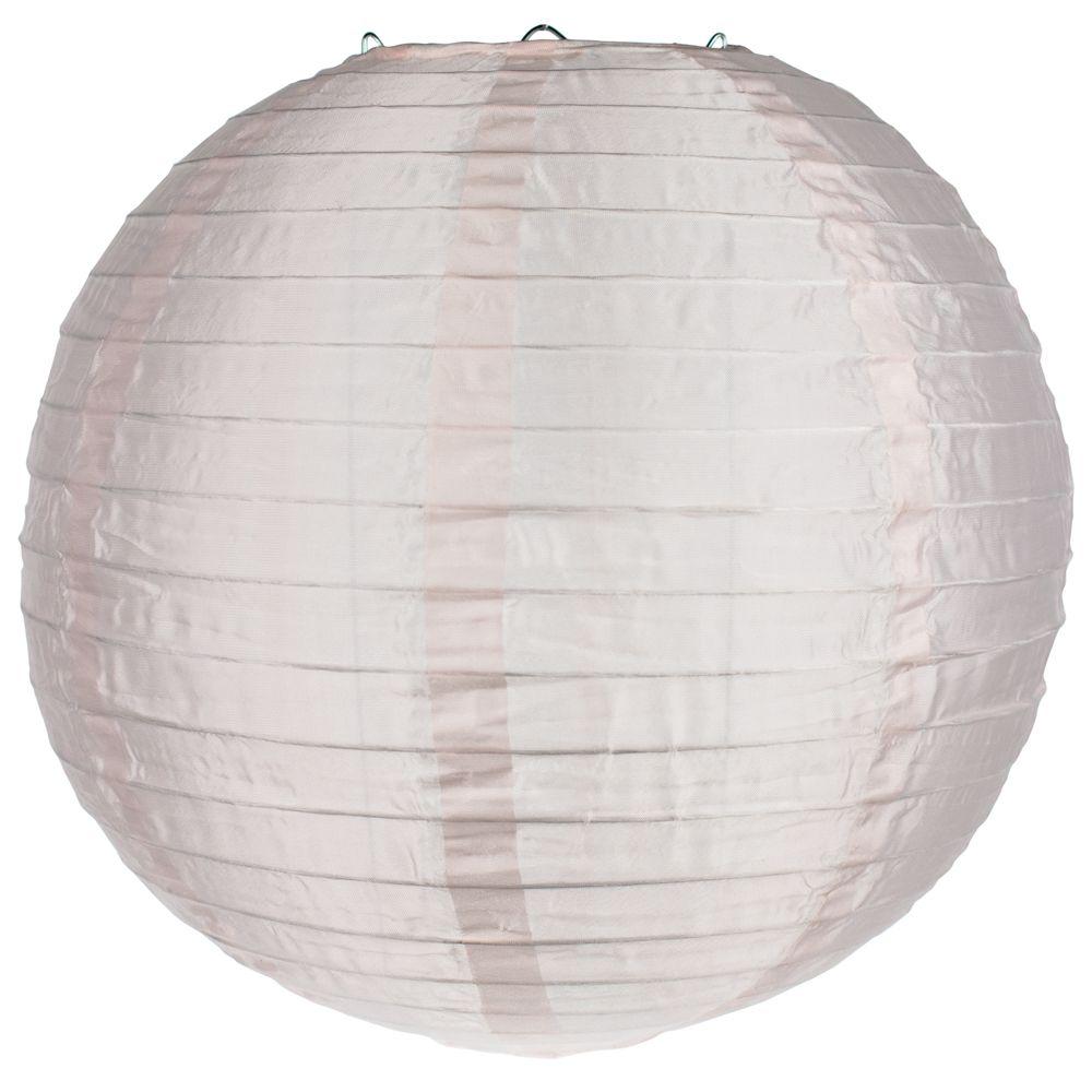 4 Inch Rose Quartz Pink Round Shimmering Nylon Lanterns - 10 Pack Hanging Decor with Parallel Ribbing for Wedding, Party, Garden & Home Decoration (String Lights Sold Separately)