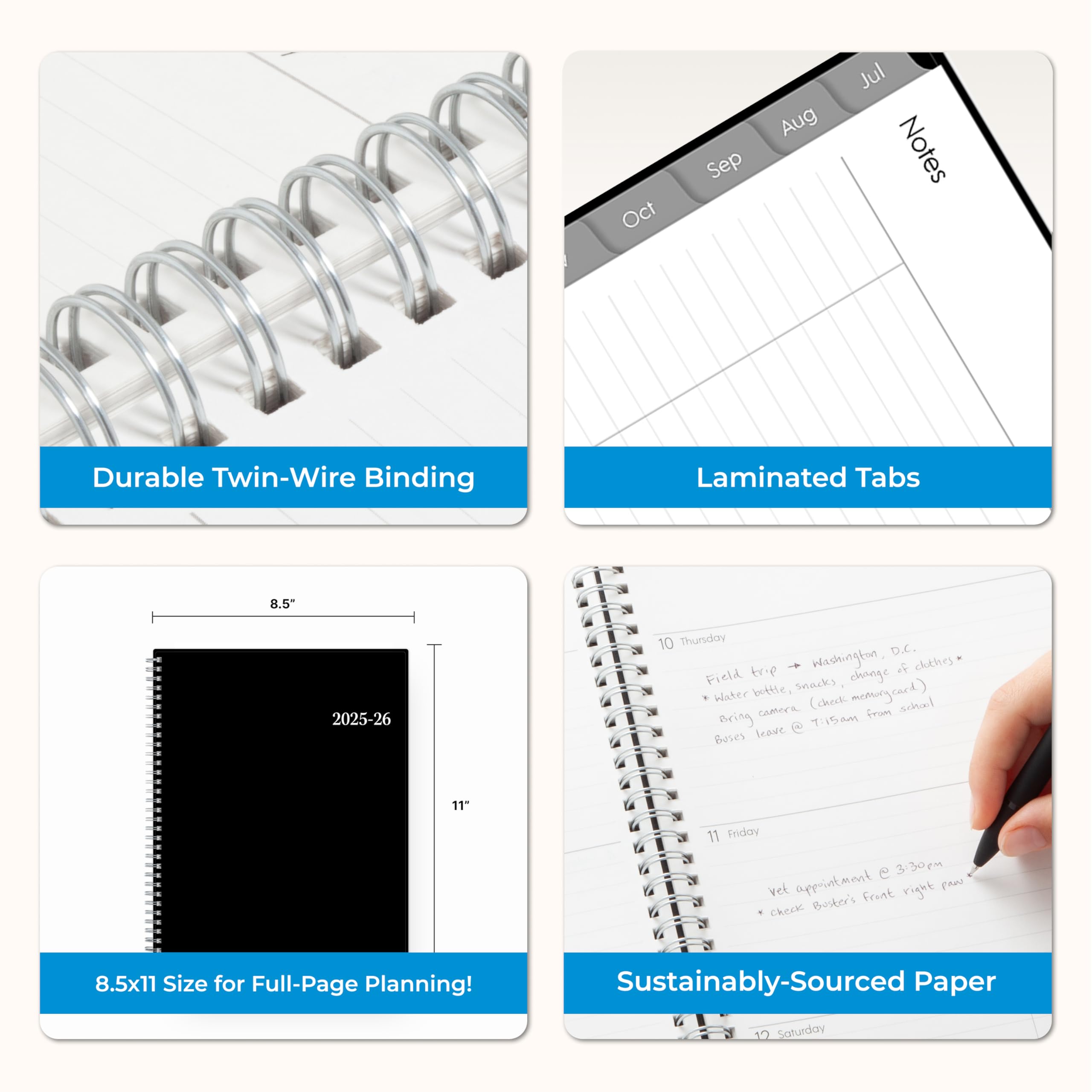 Blue Sky 2025-2026 Academic Planner - Weekly & Monthly Calendar from July to June, 8.5