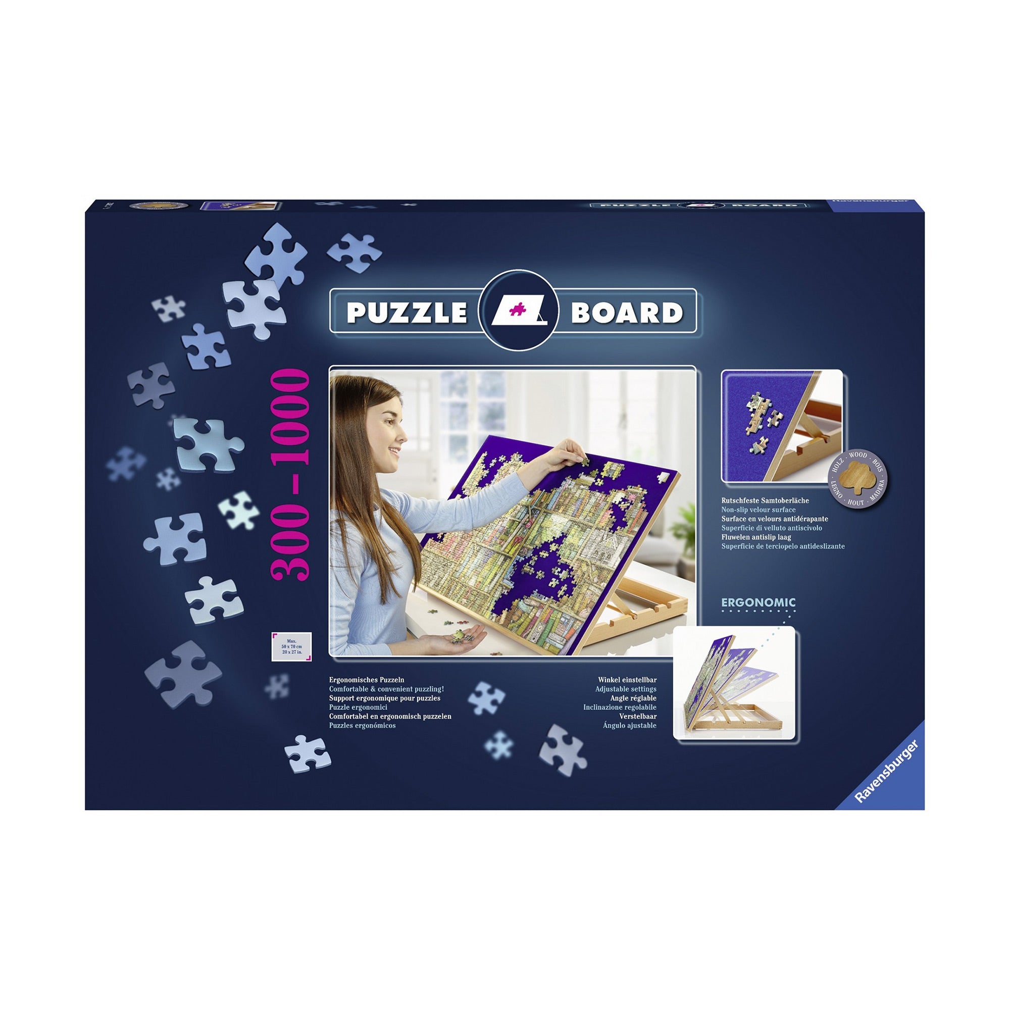 Adjustable Wooden Puzzle Board - Premium Puzzle Organizer for Adults & Kids - Perfect for Jigsaw Puzzles, Games, and Crafting at Home or Office
