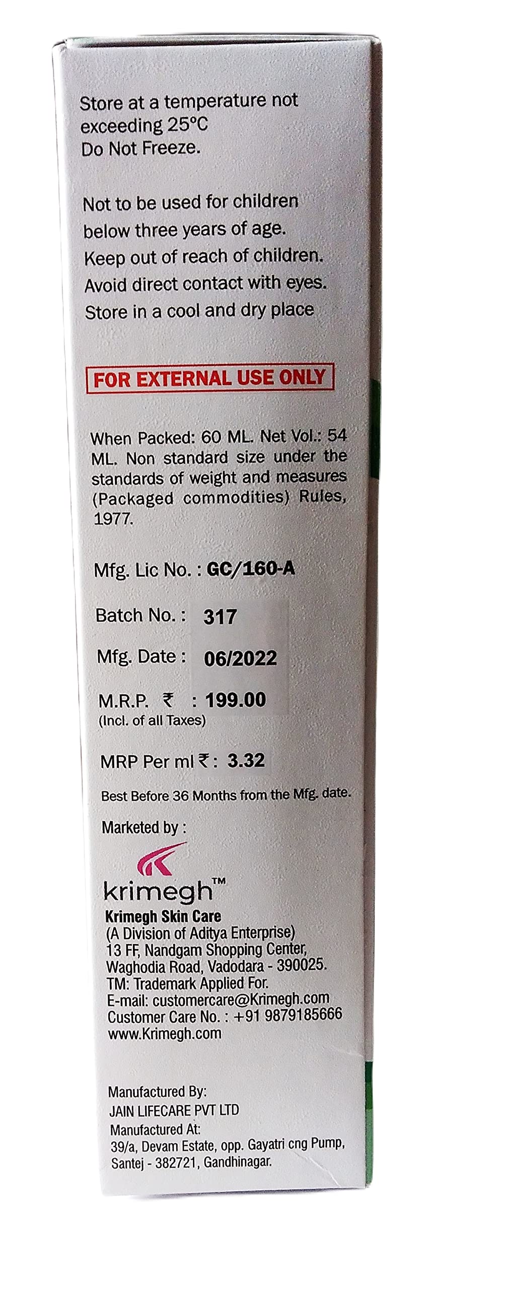 Krimegh Salimegh Acne Face Wash 60ml - Salicylic Acid & Triclosan Cleanser for Oily & Acne-Prone Skin | Deep Cleansing & Oil Control for Daily Skincare Routine