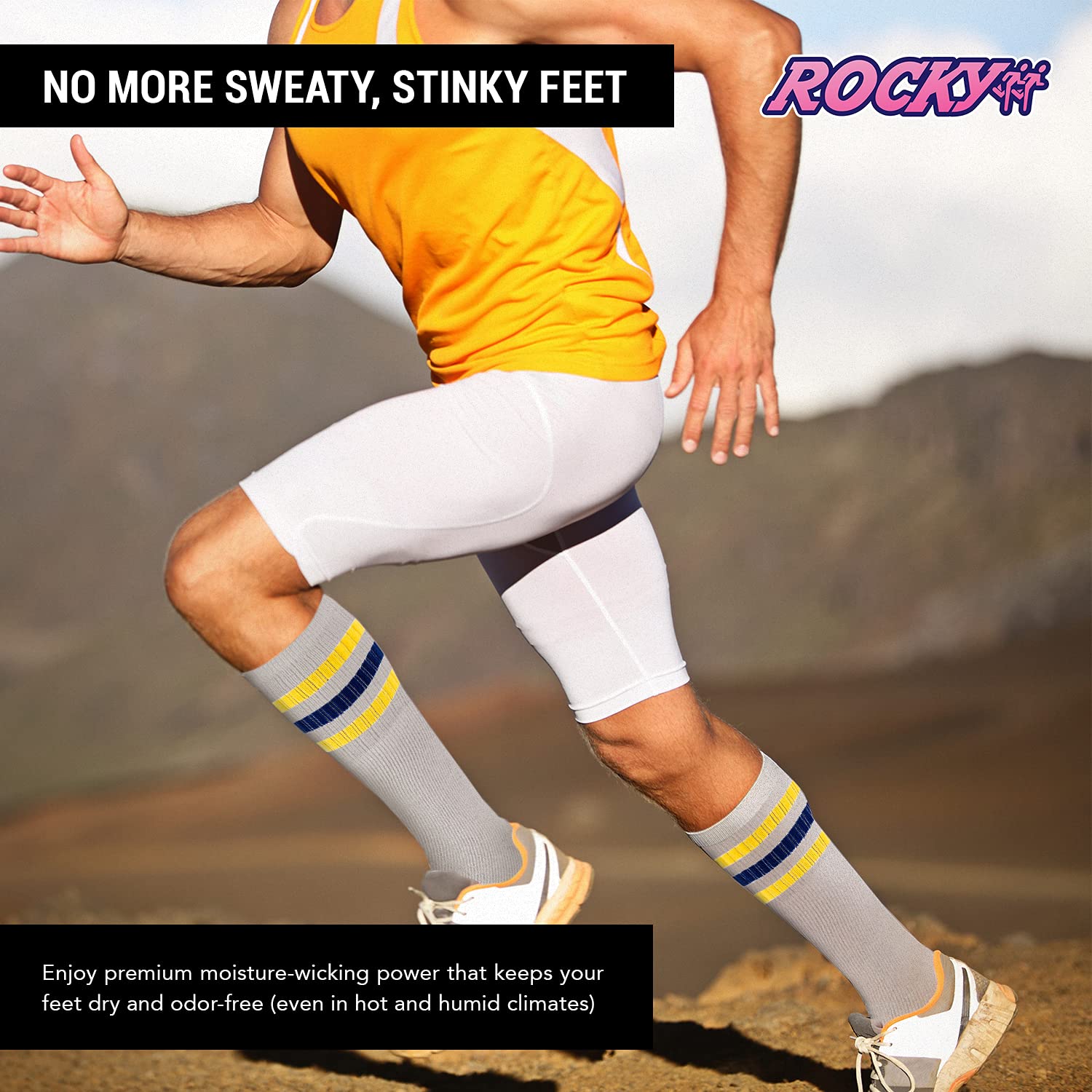 Men's Striped Over The Calf Tube Socks - 6-Pair Pack (Sizes 9-15) - Comfortable Athletic & Casual Socks for Running, Sports & Everyday Wear