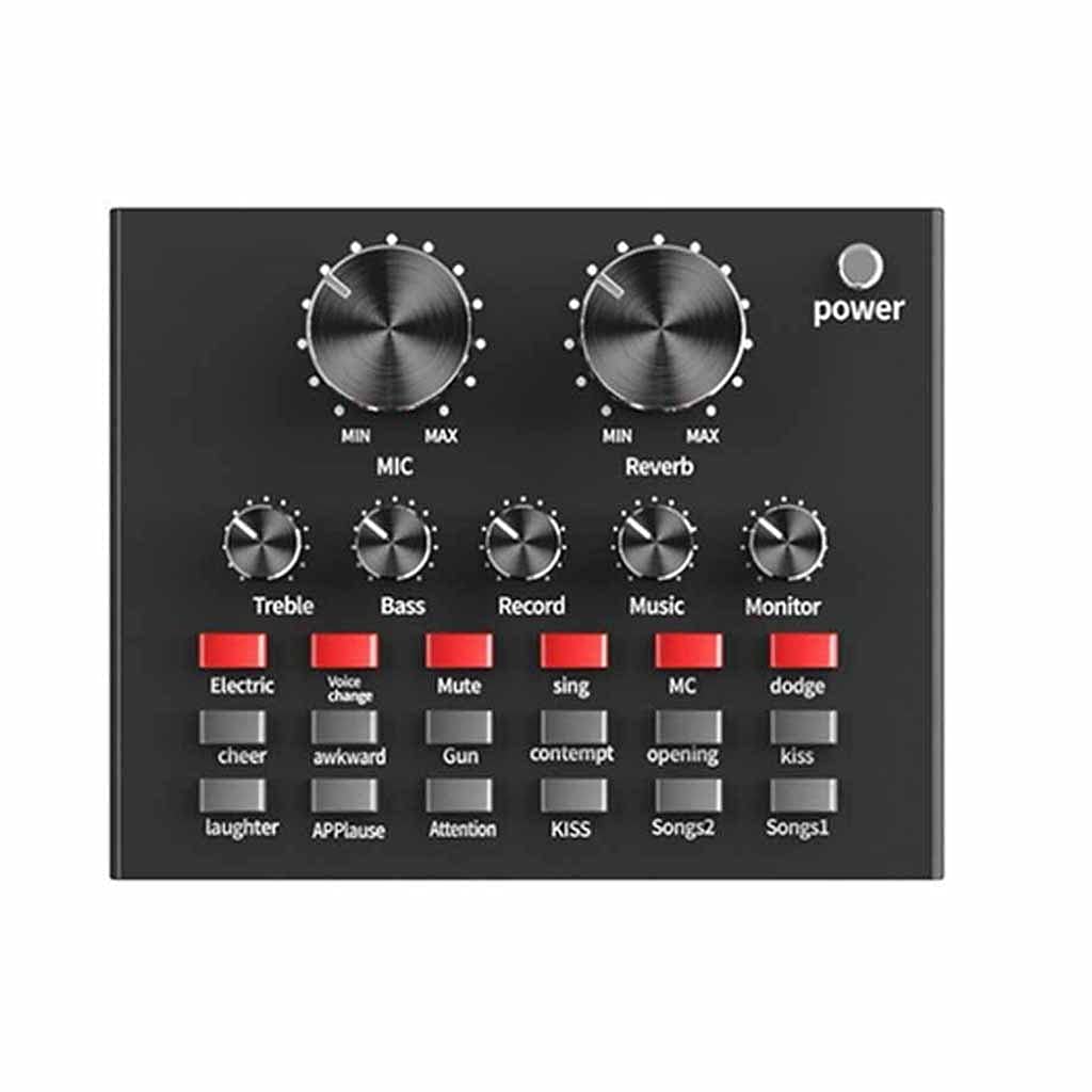 V8 Professional External USB Sound Card for PC & Mobile - High-Quality Live Streaming & Recording for Gaming, Podcasting, Karaoke (Black) - Perfect for Twitch, YouTube & TikTok Content Creators