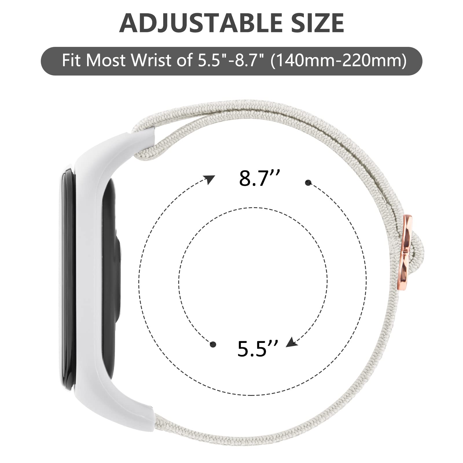 Tobfit 3 Pack Adjustable Elastic Replacement Strap for Xiaomi Mi Band 6/5/4/3 & Amazfit Band 5 - Soft Comfortable Sport Wristband for Running, Swimming & Daily Wear