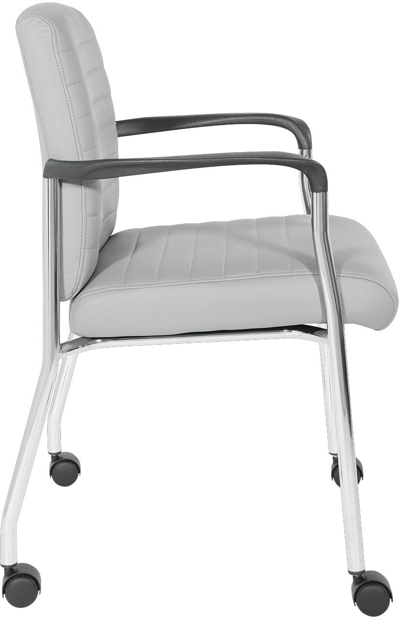 Office Star Guest Chair with Casters [FL38640] - Ergonomic Rolling Visitor Chair for Home Office, Conference Room & Reception Area