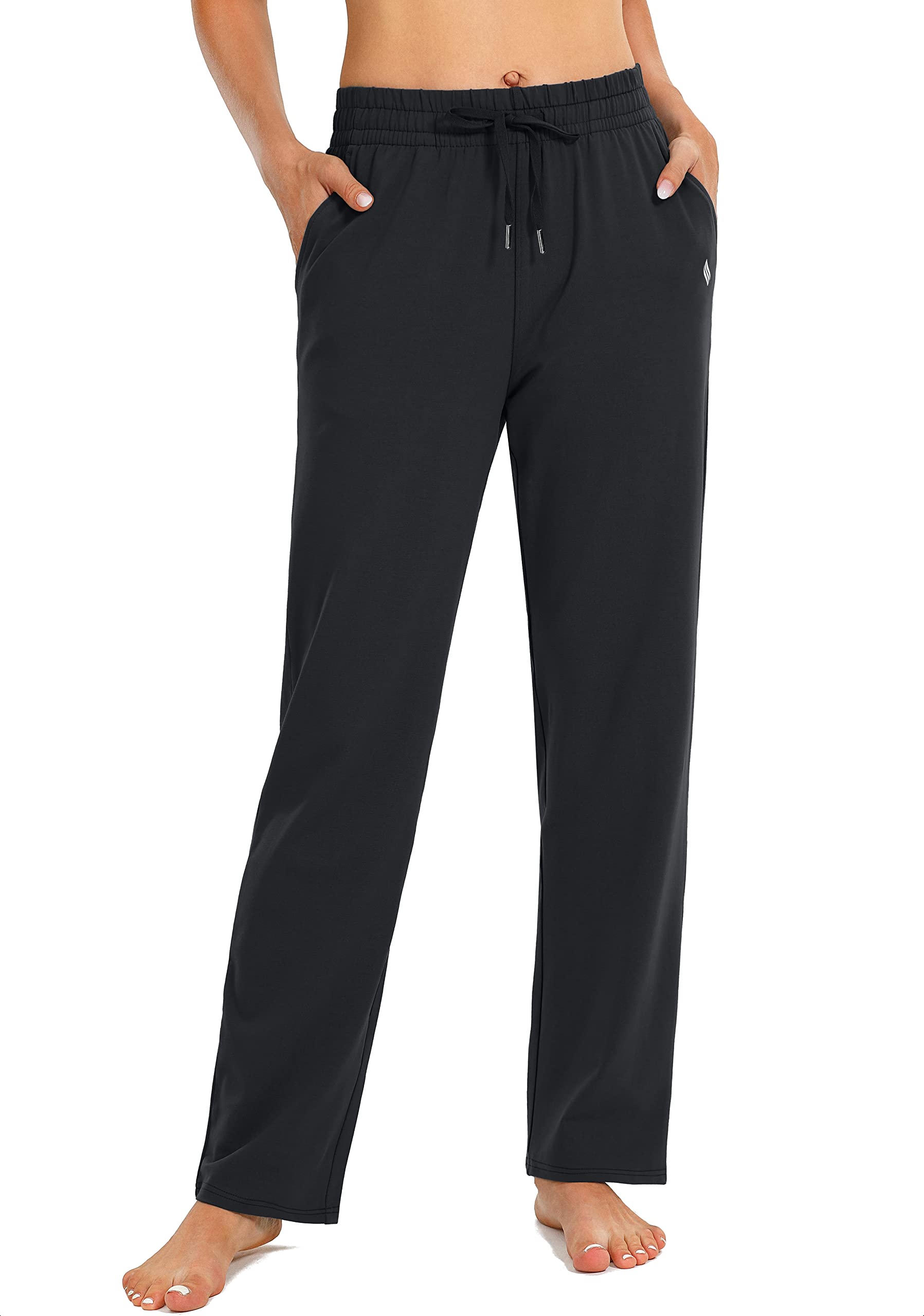 **SANTINY Women's High-Waisted Cotton Sweatpants - Soft Lounge & Yoga Pants with Pockets - Comfortable Casual Pants for Home, Workout & Travel**