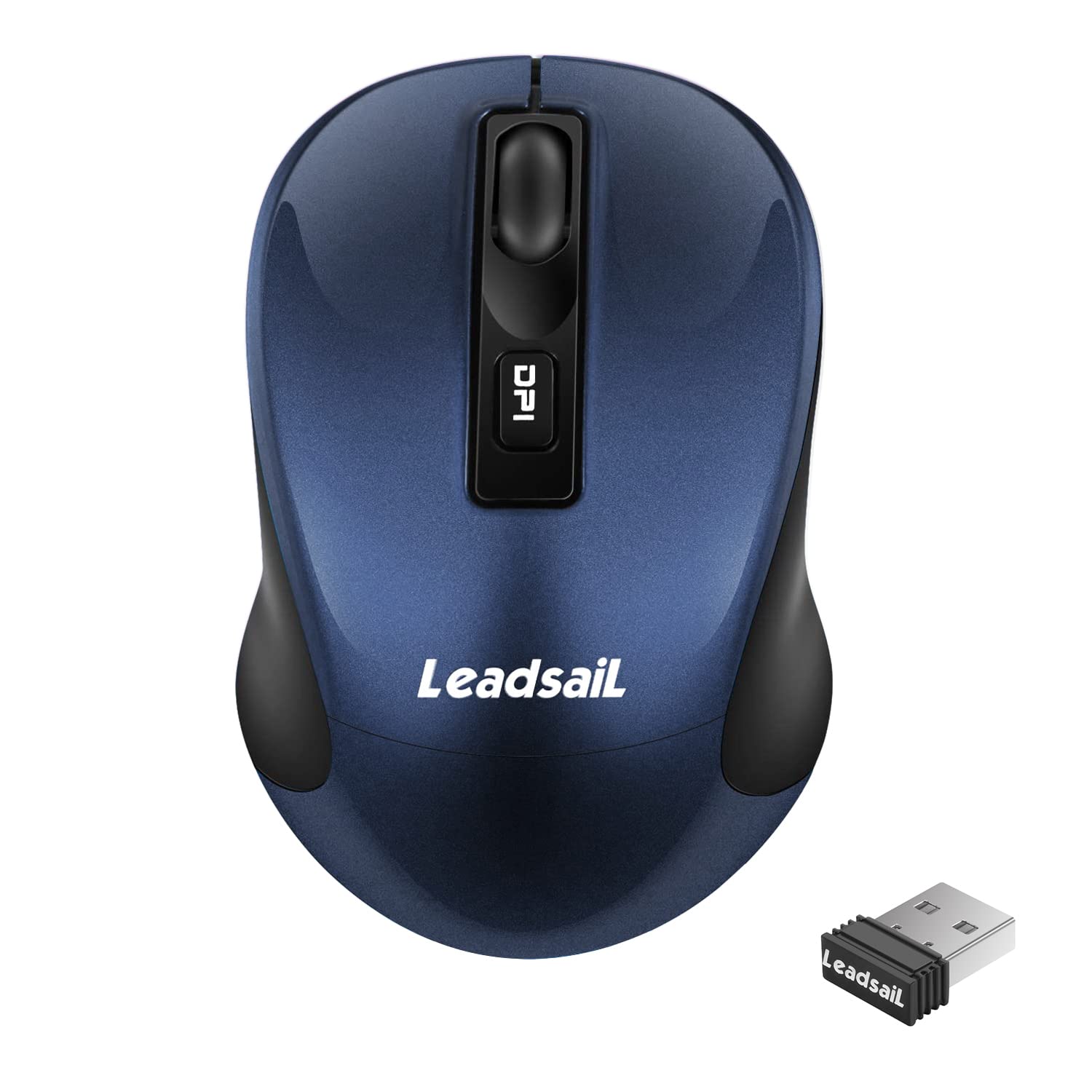 LeadsaiL Wireless Computer Mouse - 2.4G Slim Silent Cordless Optical Mouse with 4 Buttons for Laptop, Desktop, MacBook | USB Receiver | Perfect for Office, Home, Gaming & Travel Use