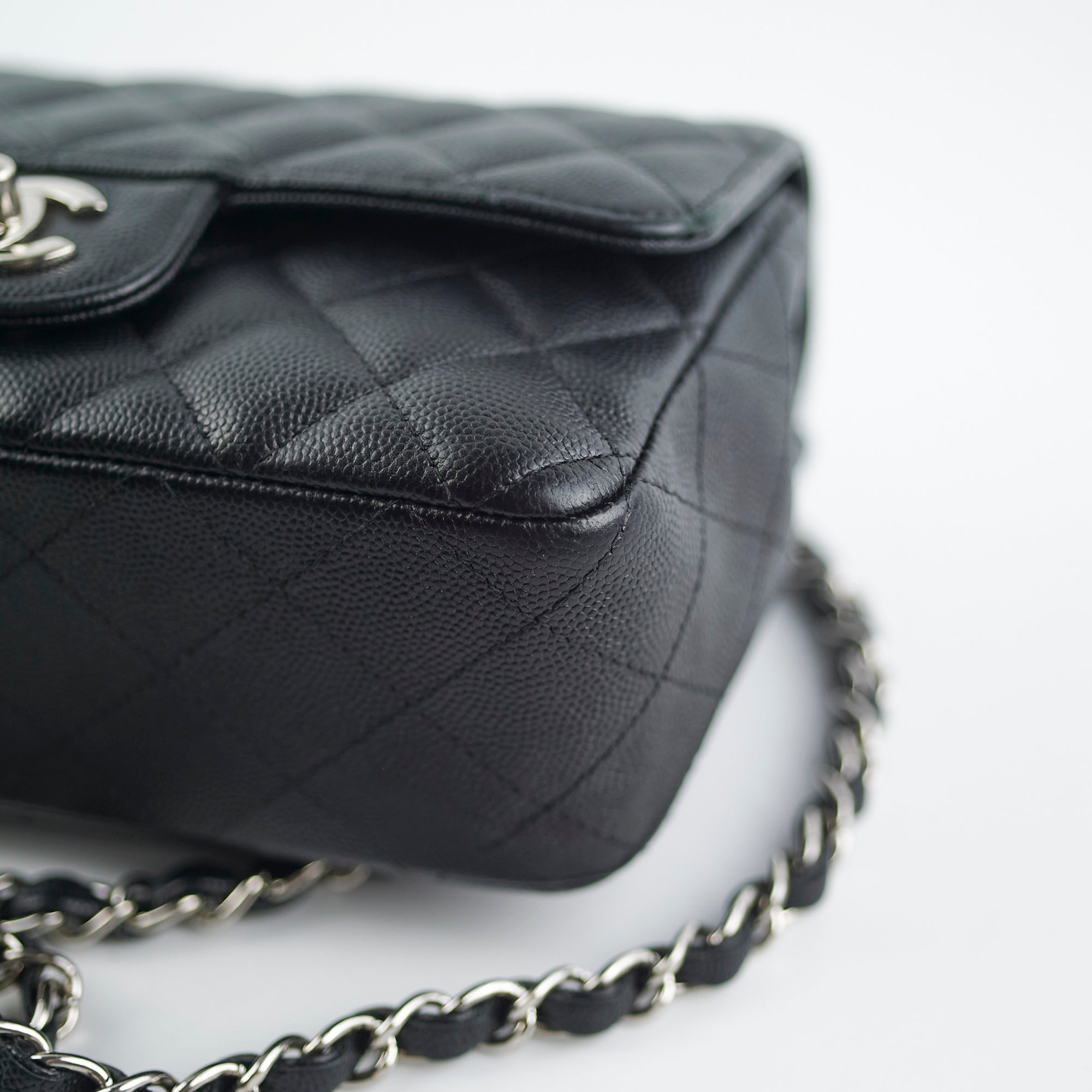Chanel Mini Rectangular Black Caviar Leather Crossbody Bag with Edge Stitching - Luxury Designer Handbag for Women, Perfect for Date Night & Evening Events
