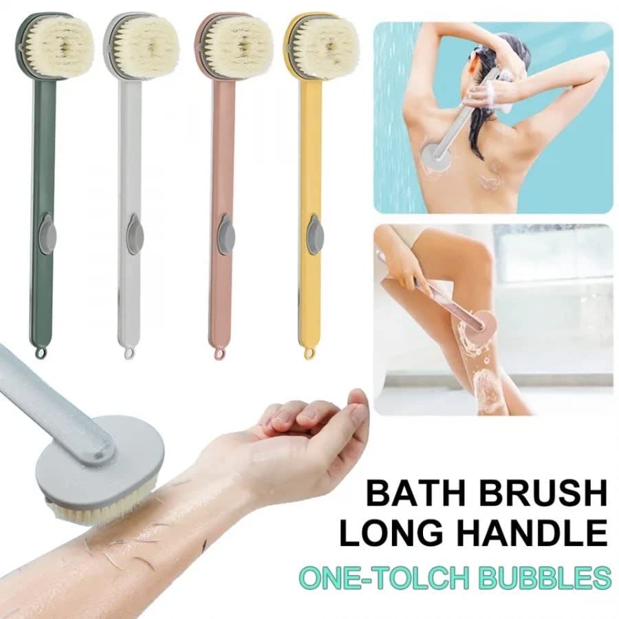 HARI ENTERPRISES Long Handle Bath Brush with Removable Scrubber - Back Scrubber for Shower Gel Storage | Exfoliating Body Brush for Men & Women - Perfect for Deep Cleansing and Back Washing in Shower or Bathtub