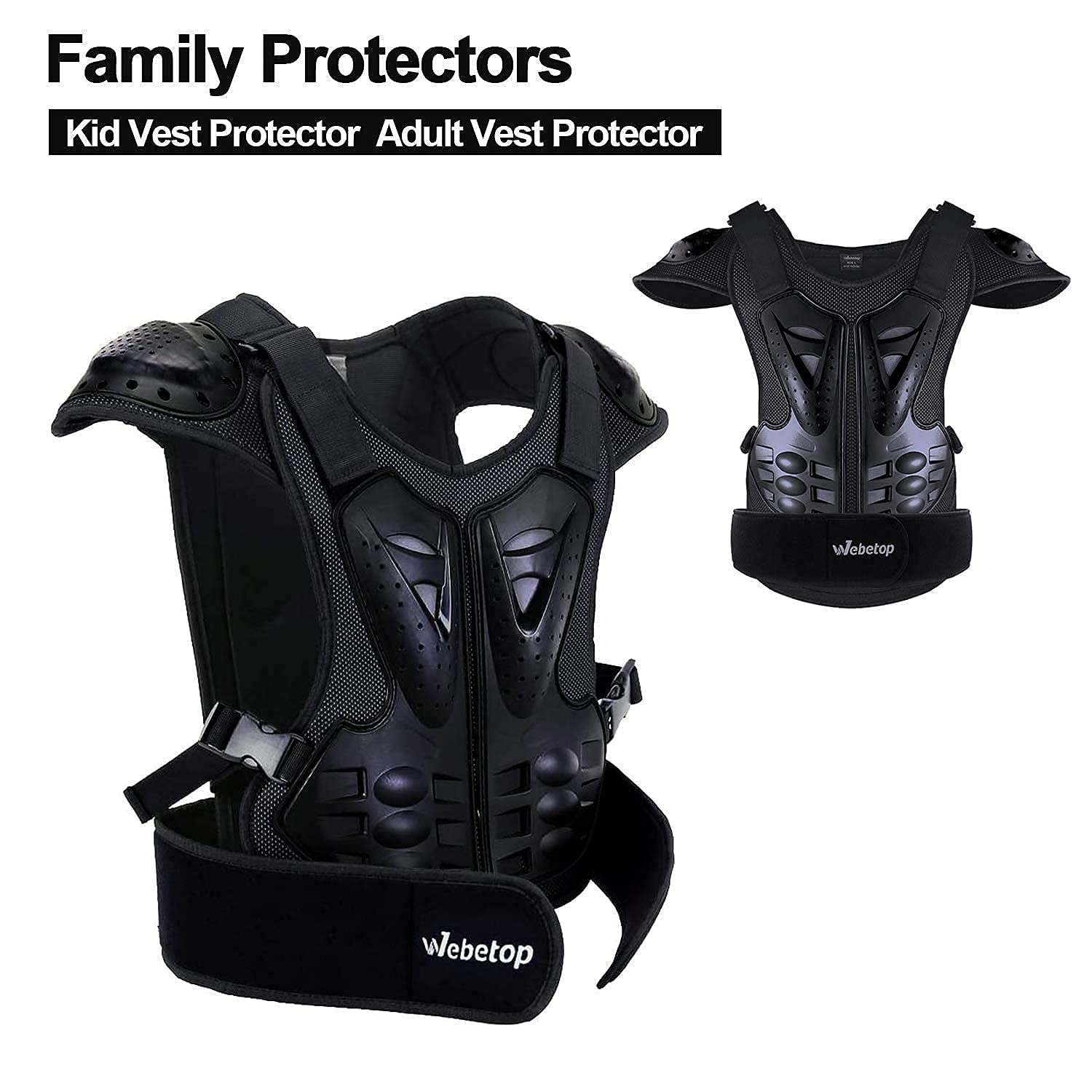 Webetop Dirt Bike Body Armor Vest - Chest & Spine Protector for Kids & Adults (Size L) - Impact Protection for Dirt Biking, Motocross, ATV Riding & Snow Skiing