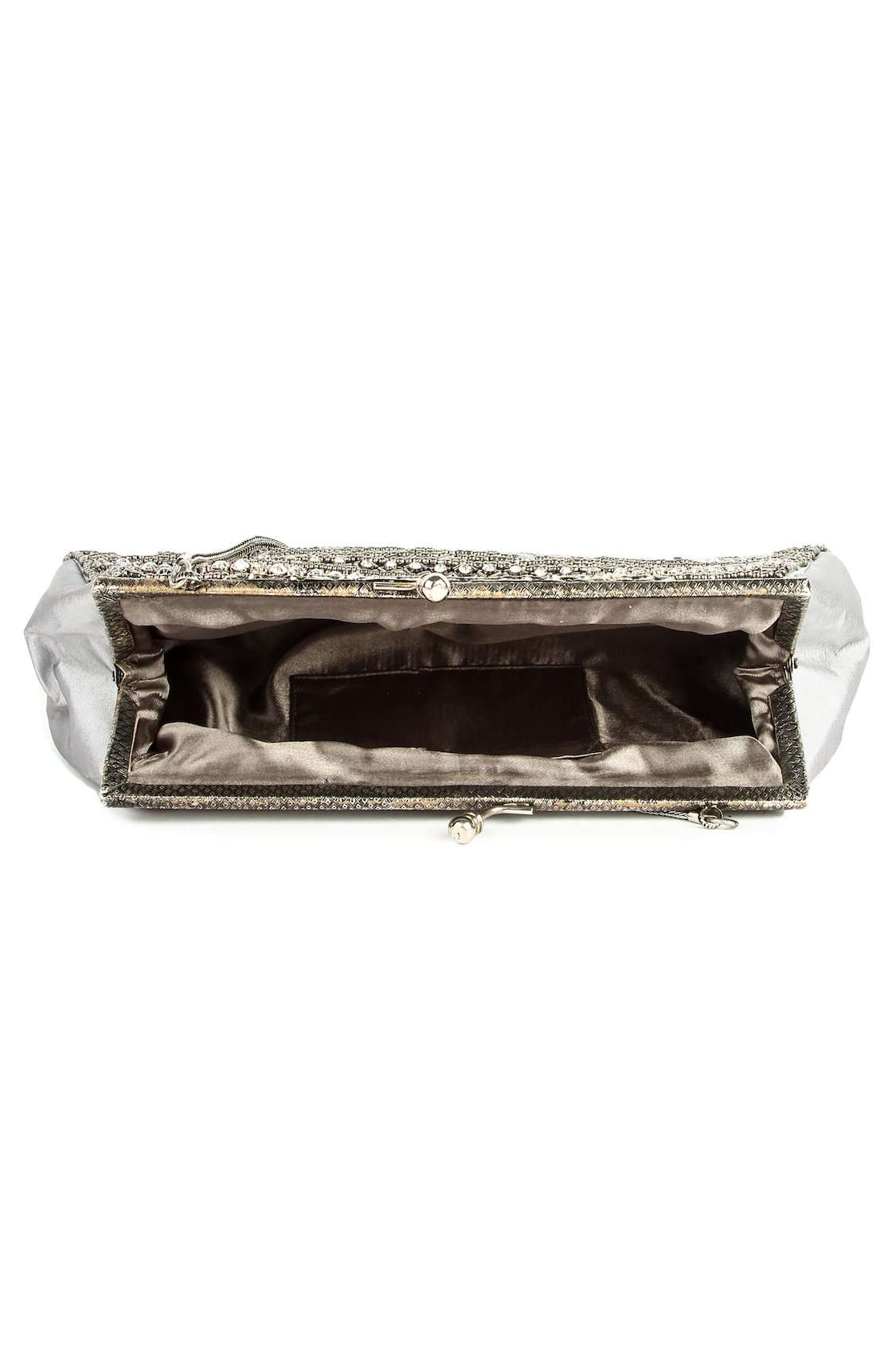 Emily Gray & Silver Brass Frame Evening Bag - Elegant Clutch for Women, Perfect for Parties, Weddings, and Formal Events