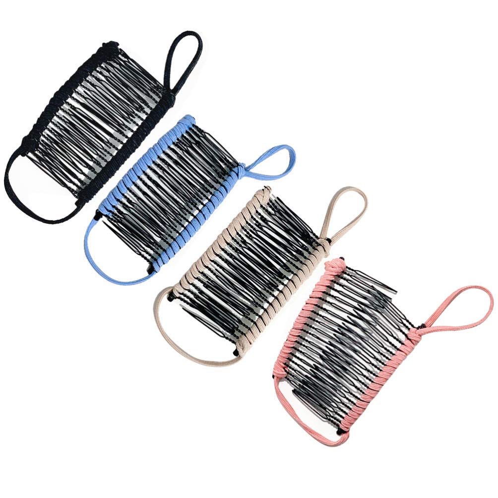 4PCS Banana Hair Clips for Women - Metal Hair Barrettes, Stretchy Ponytail Claw Clips, Durable Hair Accessories for Thick Hair - Perfect for Workouts, Beach, Office & Everyday Hairstyles