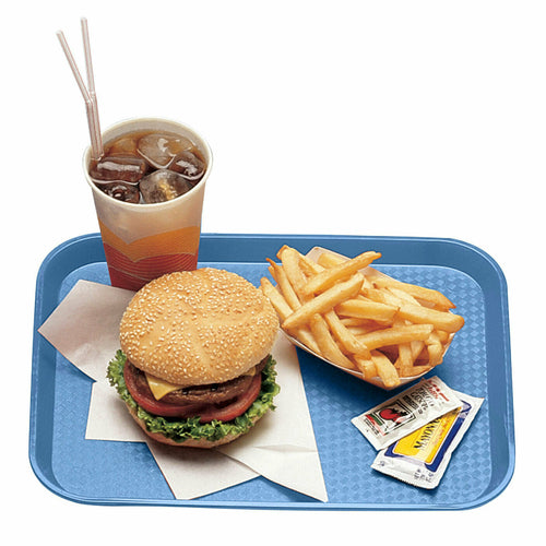 Cambro 10 7/16 x 13 9/16 Inch Blue Fast Food Tray - Durable Restaurant Serving Tray for Cafeterias, Food Courts & Catering Events