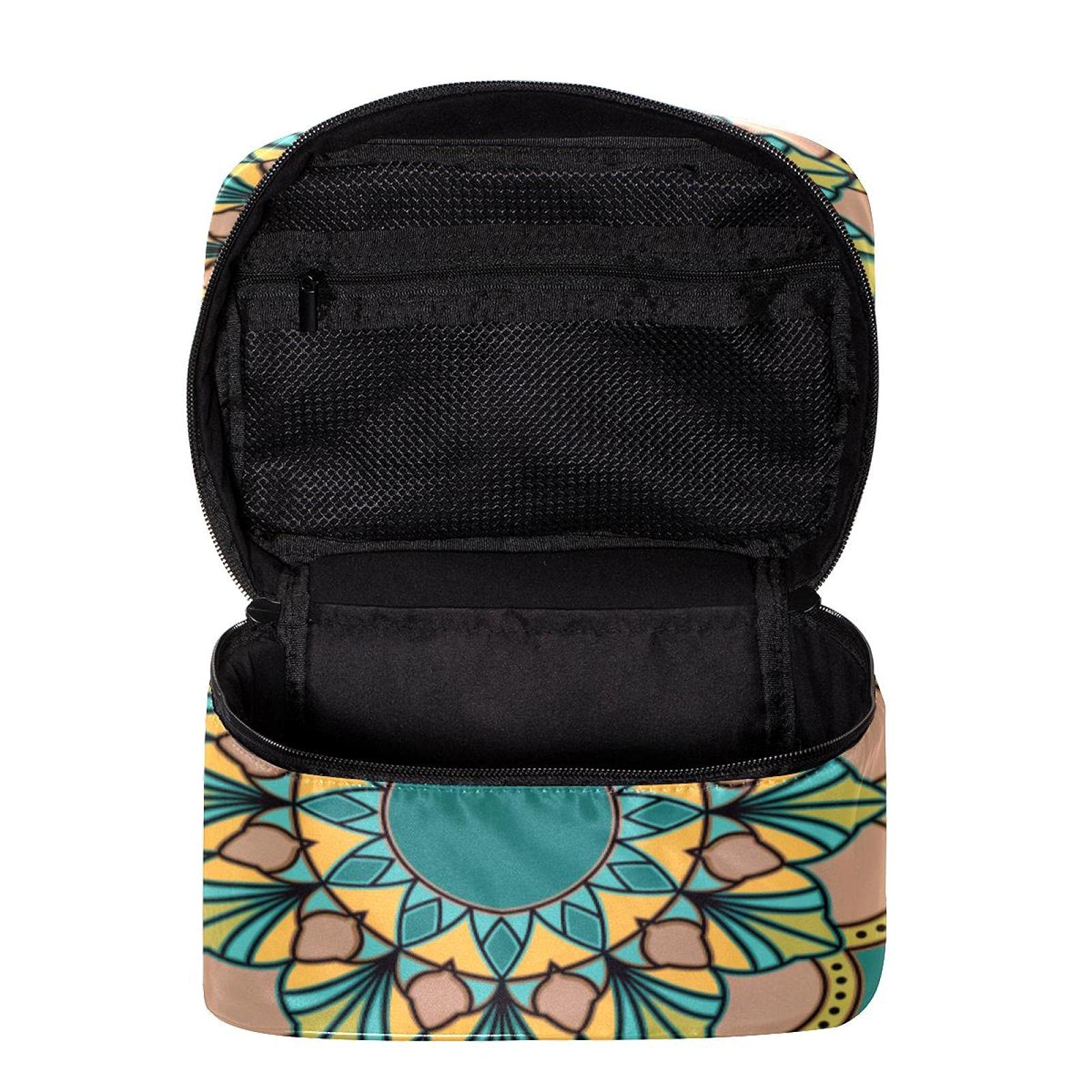 Boho Floral Travel Makeup Bag for Women - Large Mandala Cosmetic Organizer with Zipper, Green Toiletry Pouch for Girls | Perfect for Vacation, Gym & Daily Essentials Storage