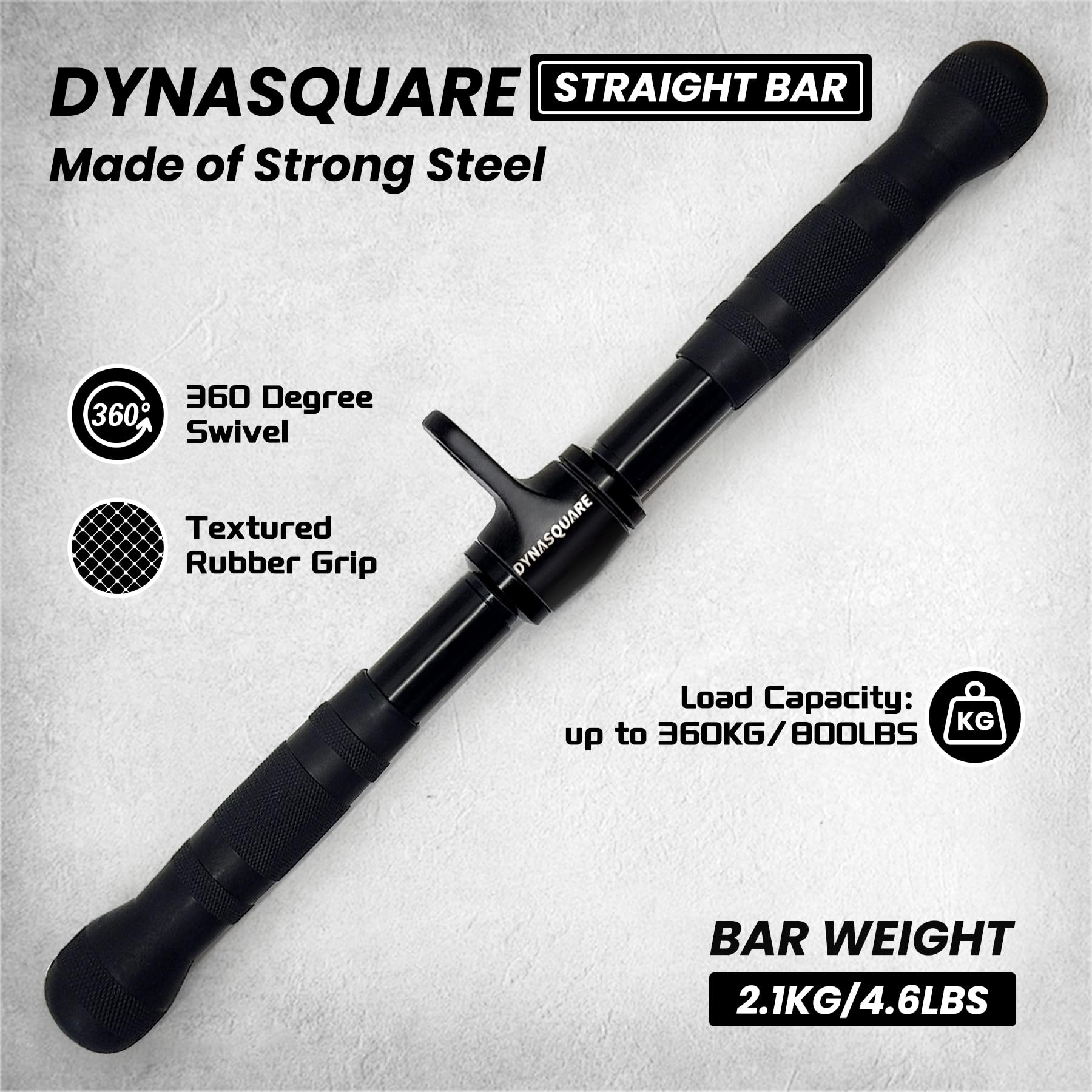 DYNASQUARE Home Gym Cable Attachments Set - LAT Pulldown Bar, V-Shaped Press Down Bar, Tricep Rope, Double D Handle for Strength Training & Weight Machine Accessories | Perfect for Home Workouts, Gym Equipment Upgrades & Full-Body Exercises