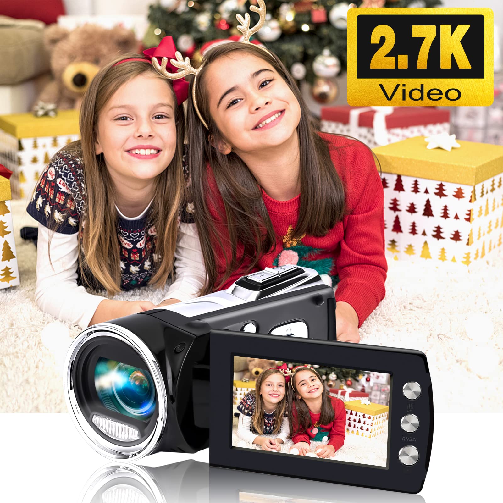 Vmotal 2.7K Camcorder with Flip Screen - for Kids, Beginners & Vlogging