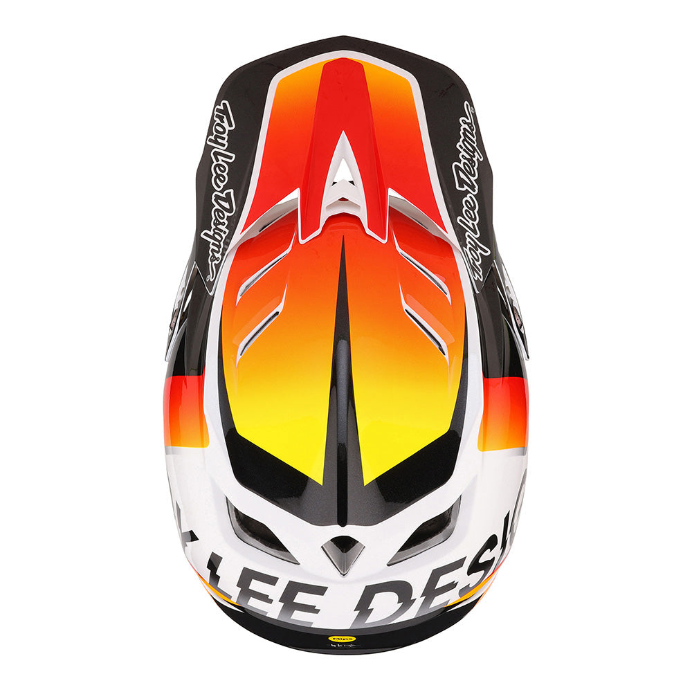 D4 Composite Helmet Qualifier - White & Orange Motorcycle Racing Helmet - DOT & ECE Certified for Safety - Perfect for Track Racing, Street Biking & Off-Road Adventures