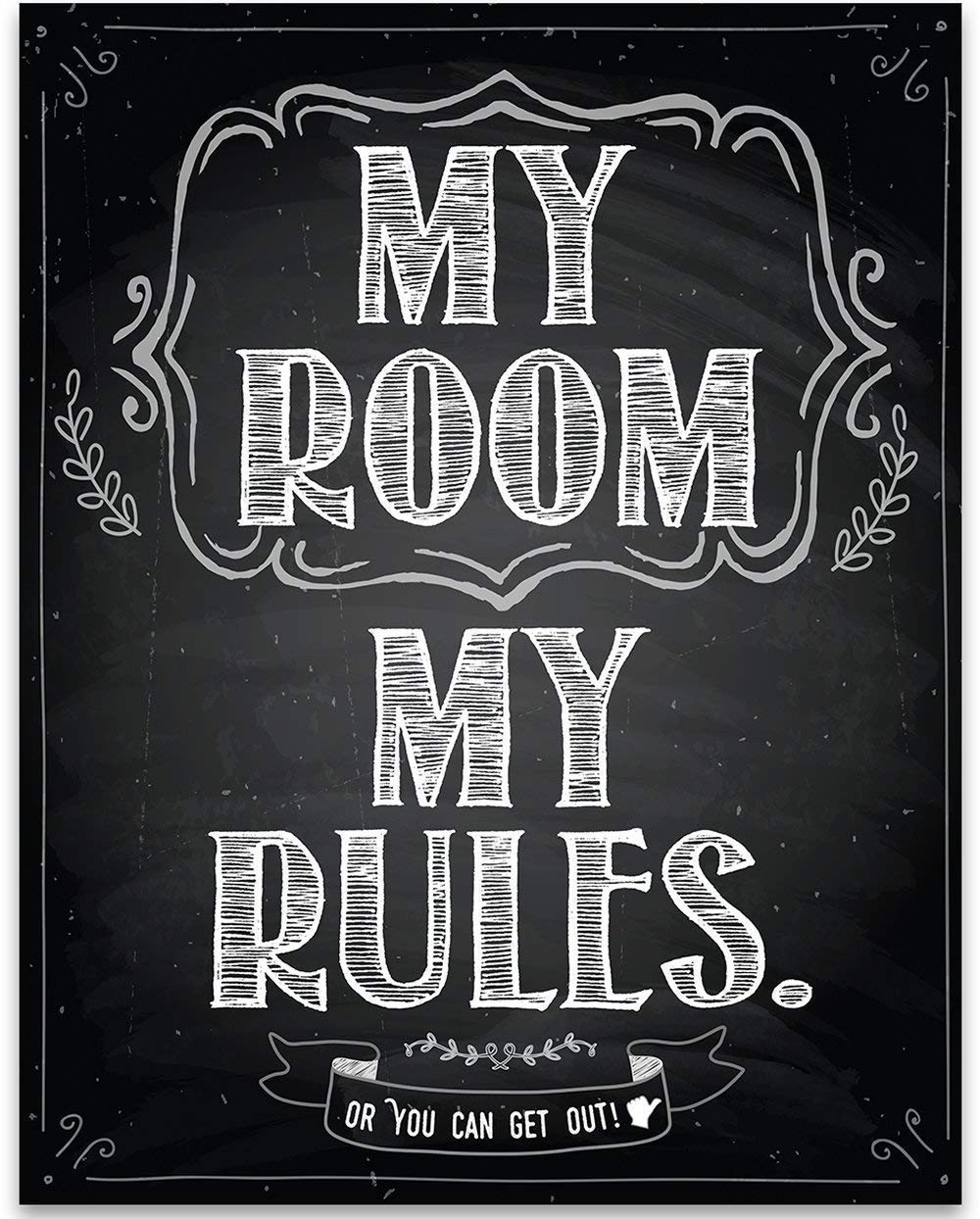 My Room My Rules - 11x14 Unframed Cool Art Print Poster for Teens - Trendy Wall Decor for Teen Bedroom & College Dorm Aesthetic - Perfect Gift for Birthday, Graduation & Room Makeover