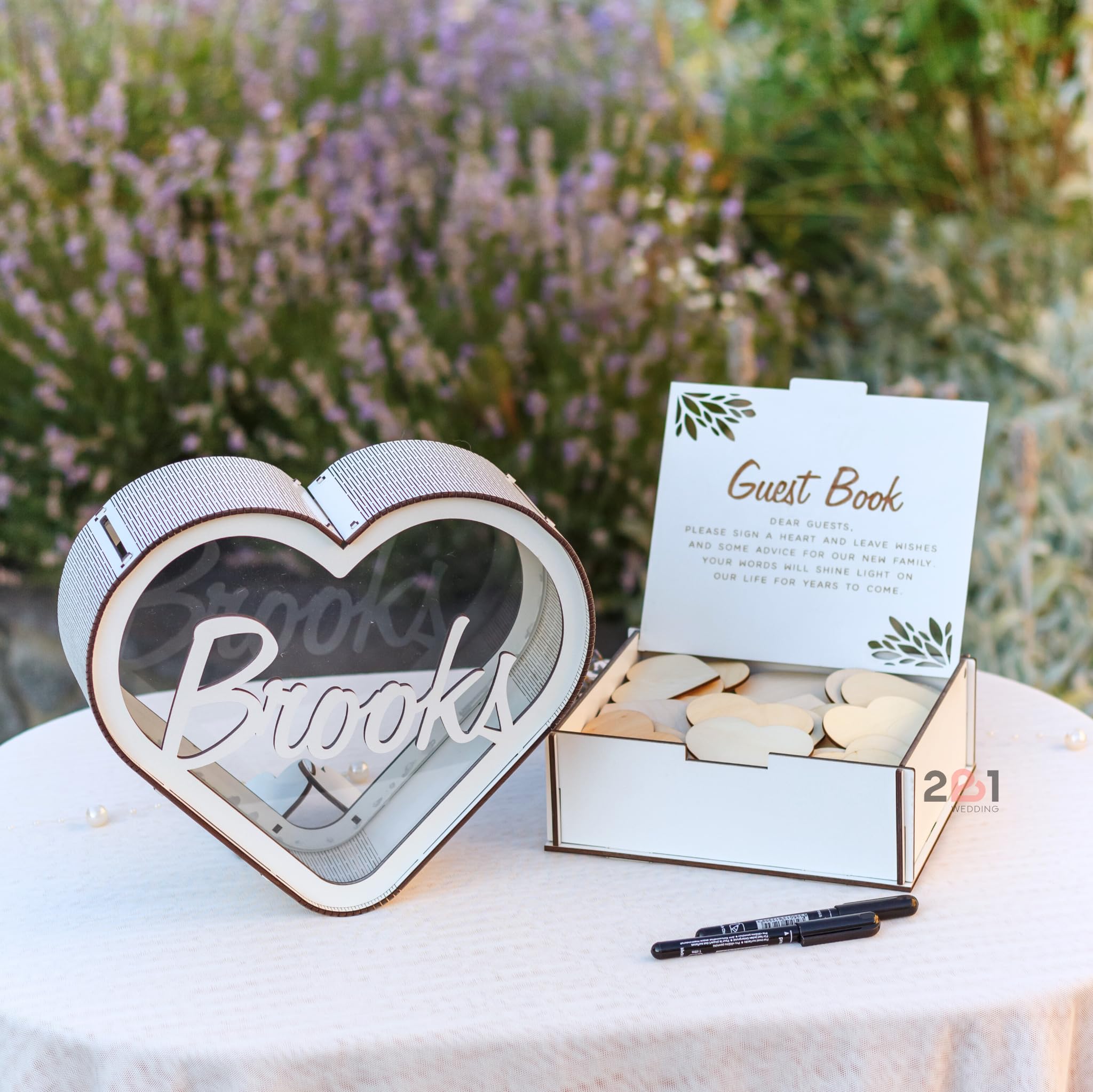 Personalized Wooden Wedding Guest Book Alternative - Rustic Heart-Shaped Keepsake Box for Wedding Reception Decor (Indoor/Outdoor) - Perfect for Bridal Showers, Baby Showers & Anniversary Parties - Unique Wedding Gift & Memory Box for Couples