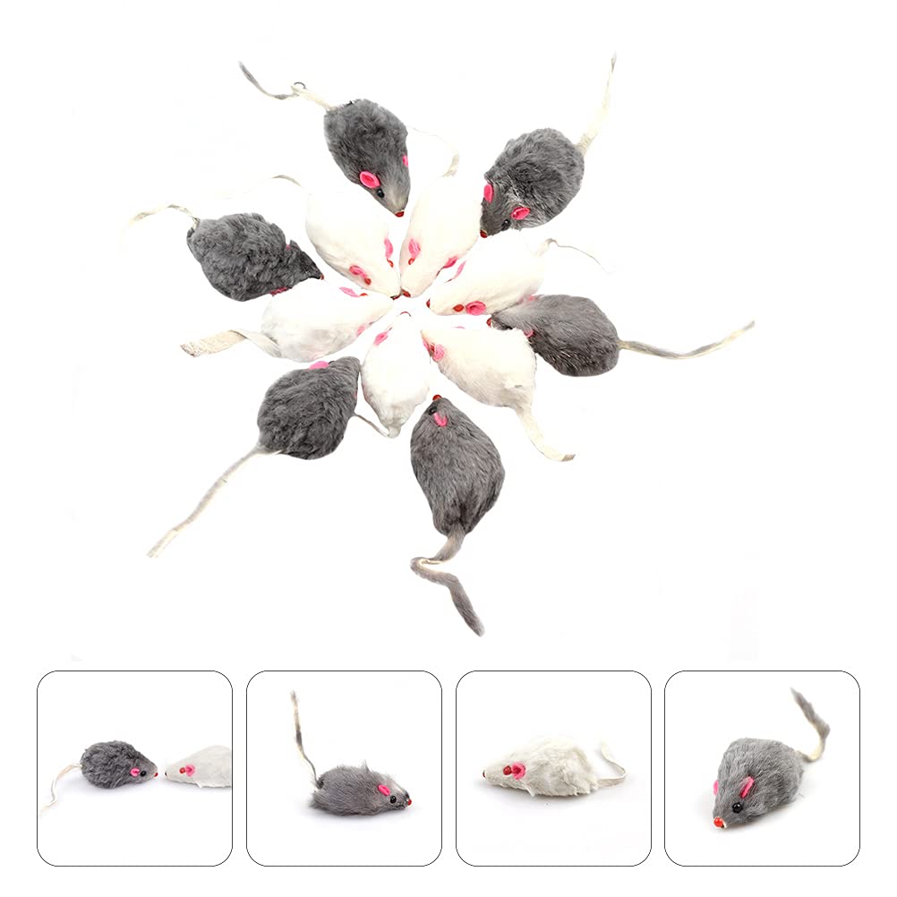 ULTECHNOVO 12pcs Interactive Cat Toys - Plush Mouse & Rabbit Simulation Toys for Indoor Cats & Small Dogs - Fun Chewable Toothbrush Design - Perfect for Playtime, Training & Stress Relief