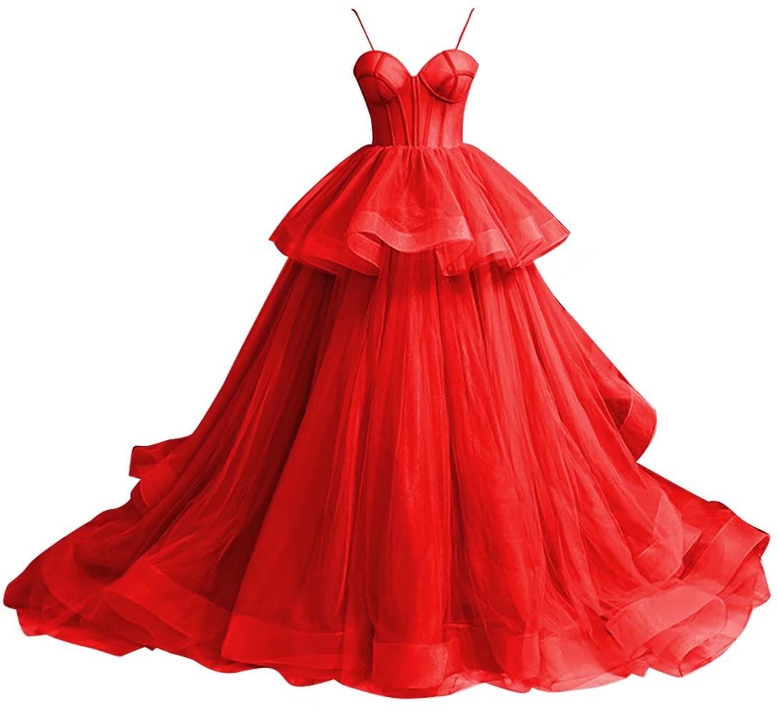 Sweetheart Neckline Tulle Prom Dresses for Women - Elegant Long Ball Gowns Formal Evening Gowns for Homecoming, Wedding, Quinceañera & Special Occasions