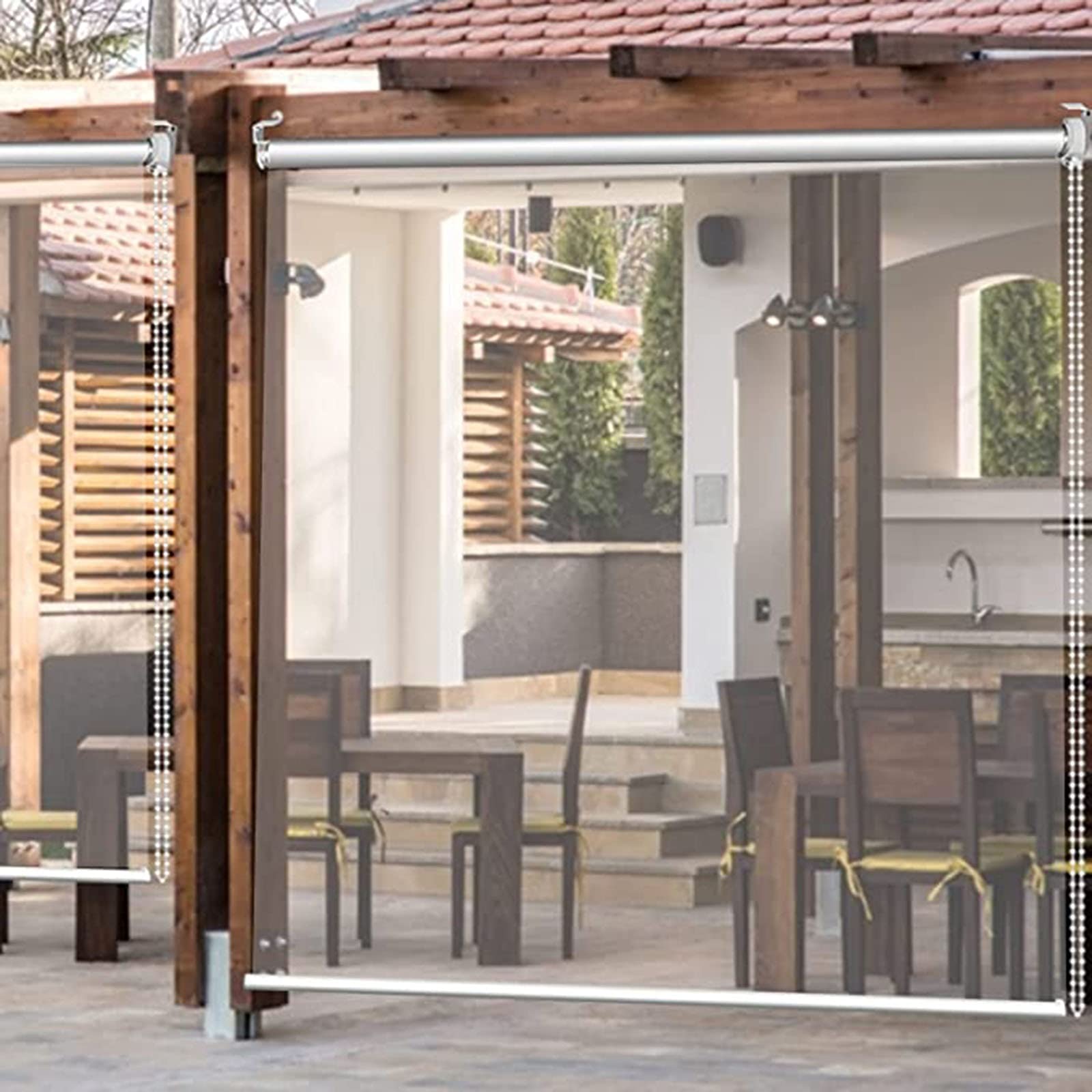 YUMEIGE Clear PVC Roller Blinds for Windows - 60-155cm Wide Waterproof Indoor/Outdoor Shades with Fittings, HD Transparent Roll Up Screen for Balcony, Patio & Large Windows - Perfect for Sun Protection & Privacy