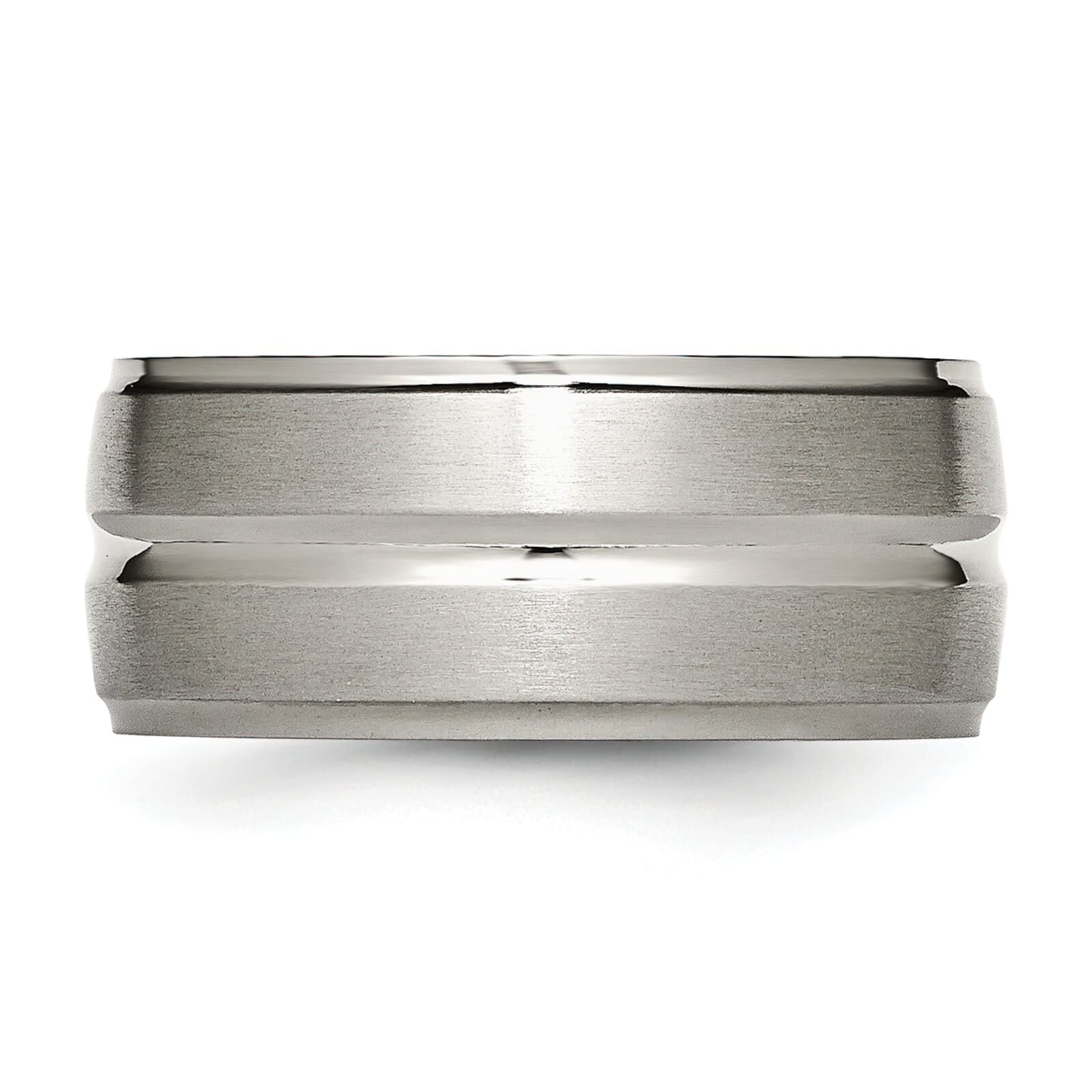 10mm Titanium Men's Wedding Band - Size 9.5 Comfort Fit Grooved Design - Durable & Lightweight Ring for Everyday Wear, Anniversary Gifts & Special Occasions