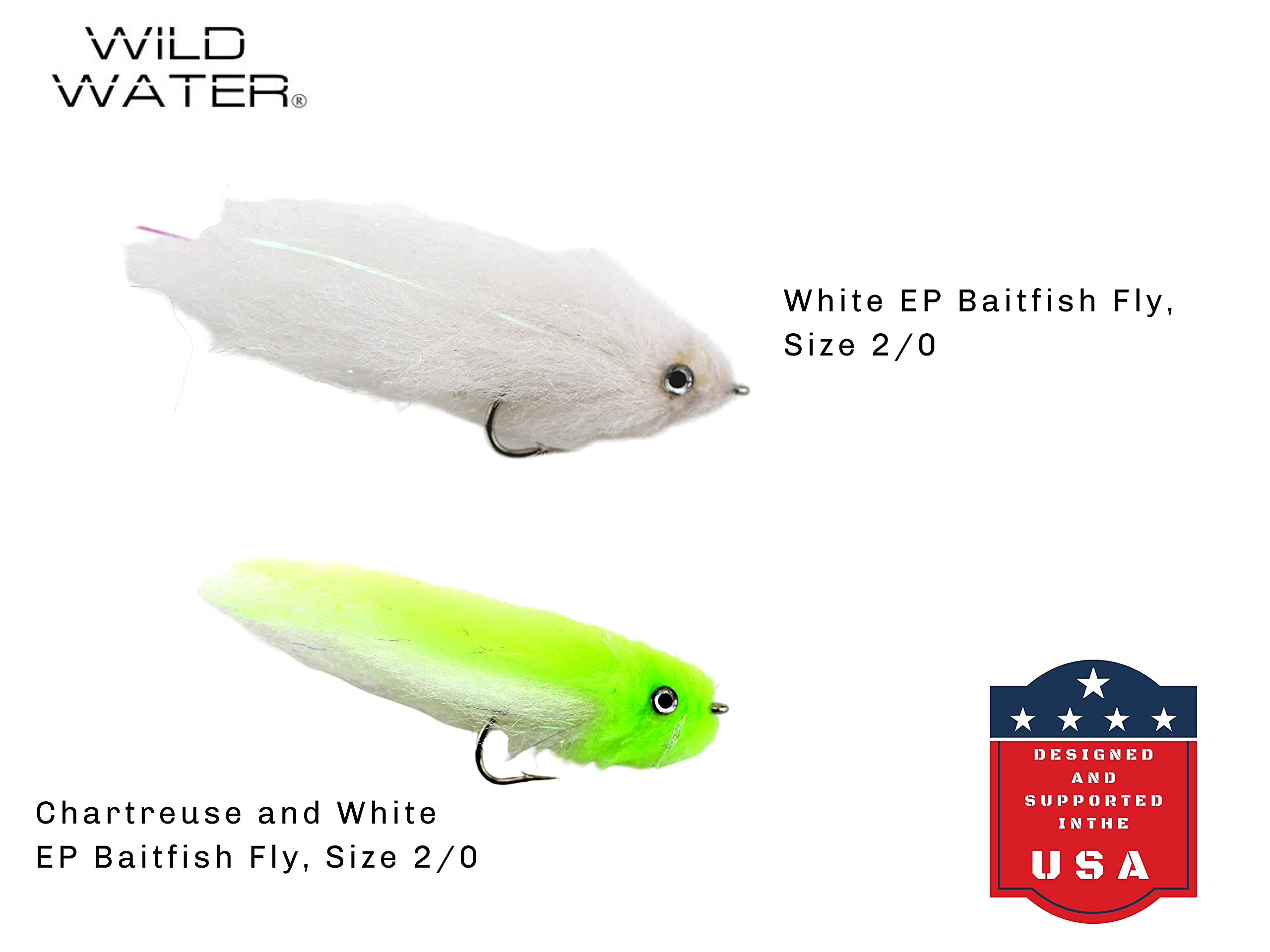 Wild Water EP Top Water Baitfish Fly Fishing Lure Assortment - 12 Saltwater & Freshwater Flies with 6-Section Fly Box - Perfect for Trout, Bass, and Pike Fishing in Rivers and Lakes