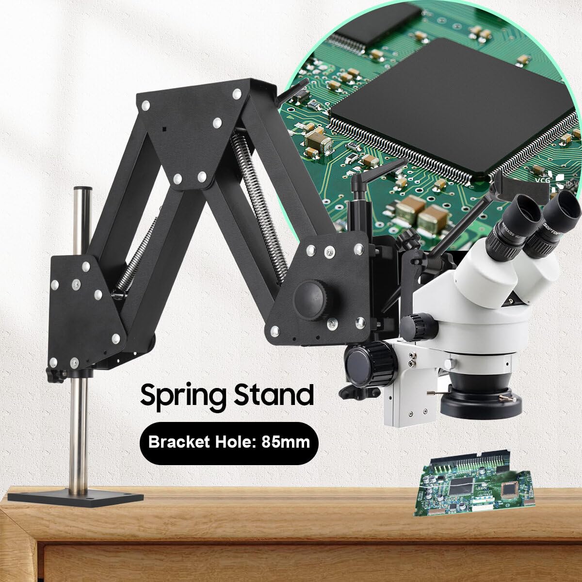 ECUTEE Multi-Directional Jewelry Microscope Stand - 85mm Hole Bracket for Diamond Inlay & Micro-Insert Work | Perfect for Jewelry Making, Watch Repair & Gemstone Setting