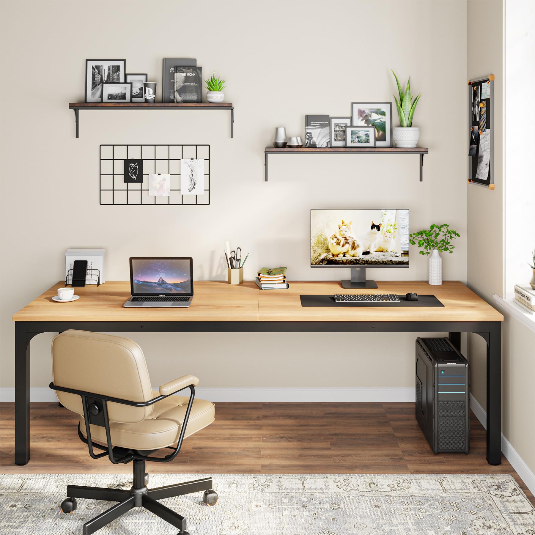 Tribesigns 78.7 Inches Extra Long Computer Desk for 2 Person - Double Wide Home Office Workstation with Spacious Surface for Laptops, Monitors & Office Supplies | Perfect for Shared Workspaces, Gaming Setups & Remote Work