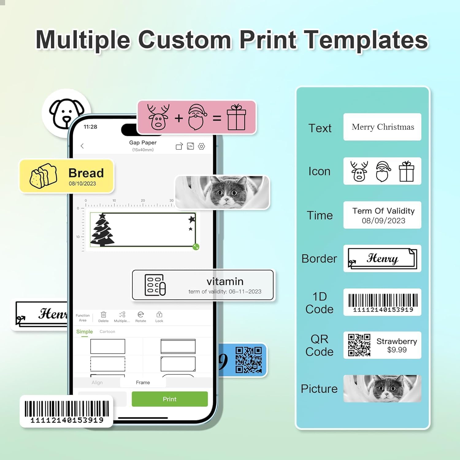 Nelko P21 Bluetooth Label Maker Machine with Tape - Wireless Mini Label Printer for Home & Office Organization - Multiple Templates, Easy to Use - Perfect for Pantry, Storage, School & Craft Projects (Cyan)